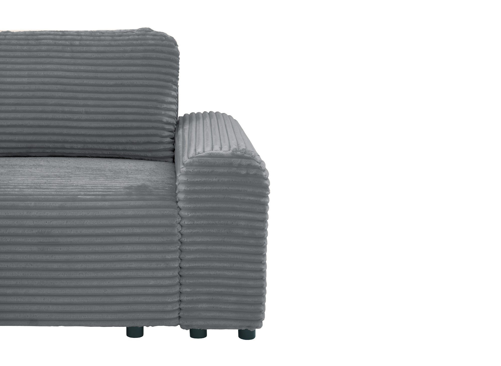 Ecksofa links mit Bettkasten aus dickem dunkelgrauem Cord BALI - Ecke links