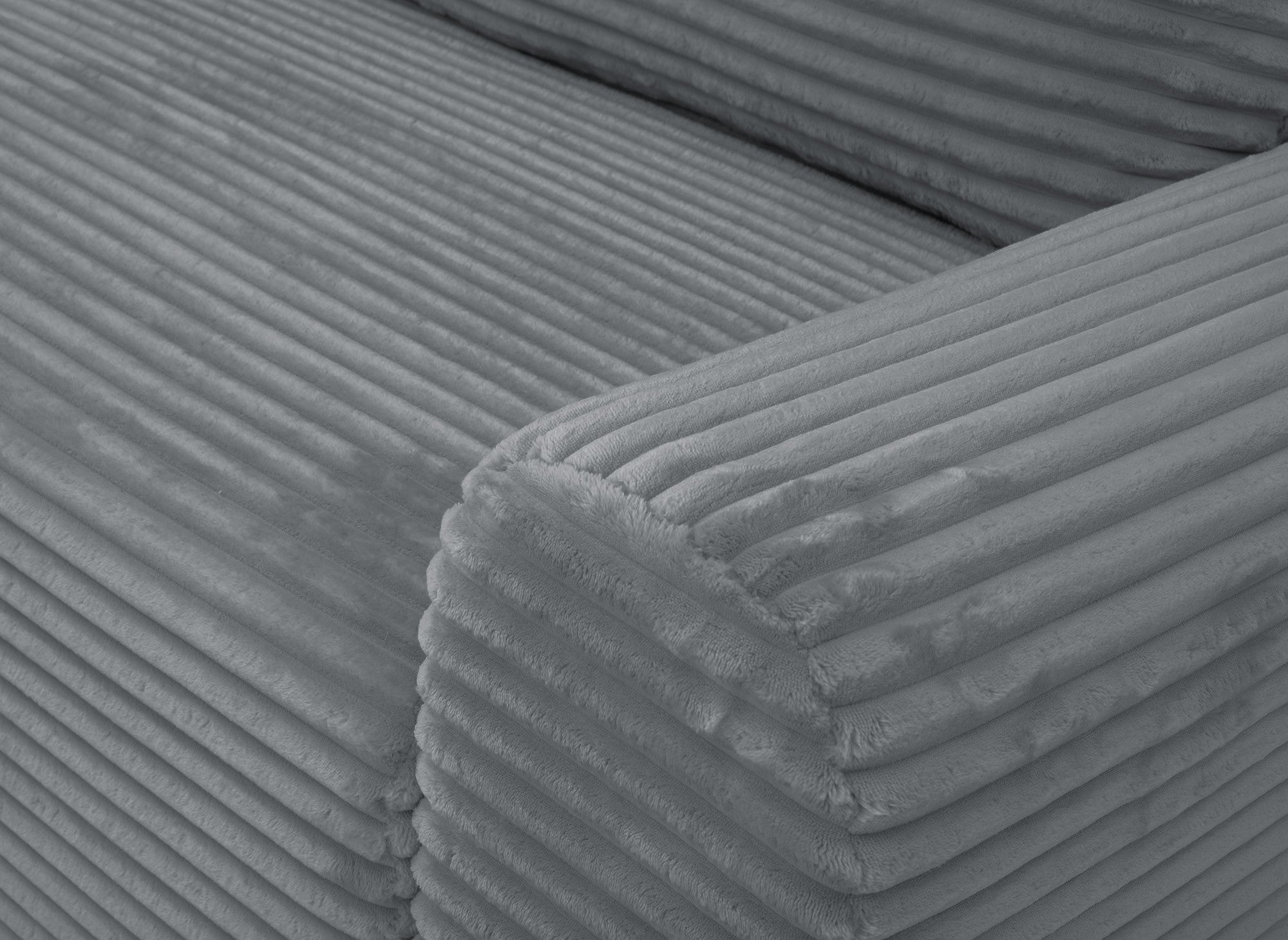Ecksofa links mit Bettkasten aus dickem dunkelgrauem Cord BALI - Ecke links