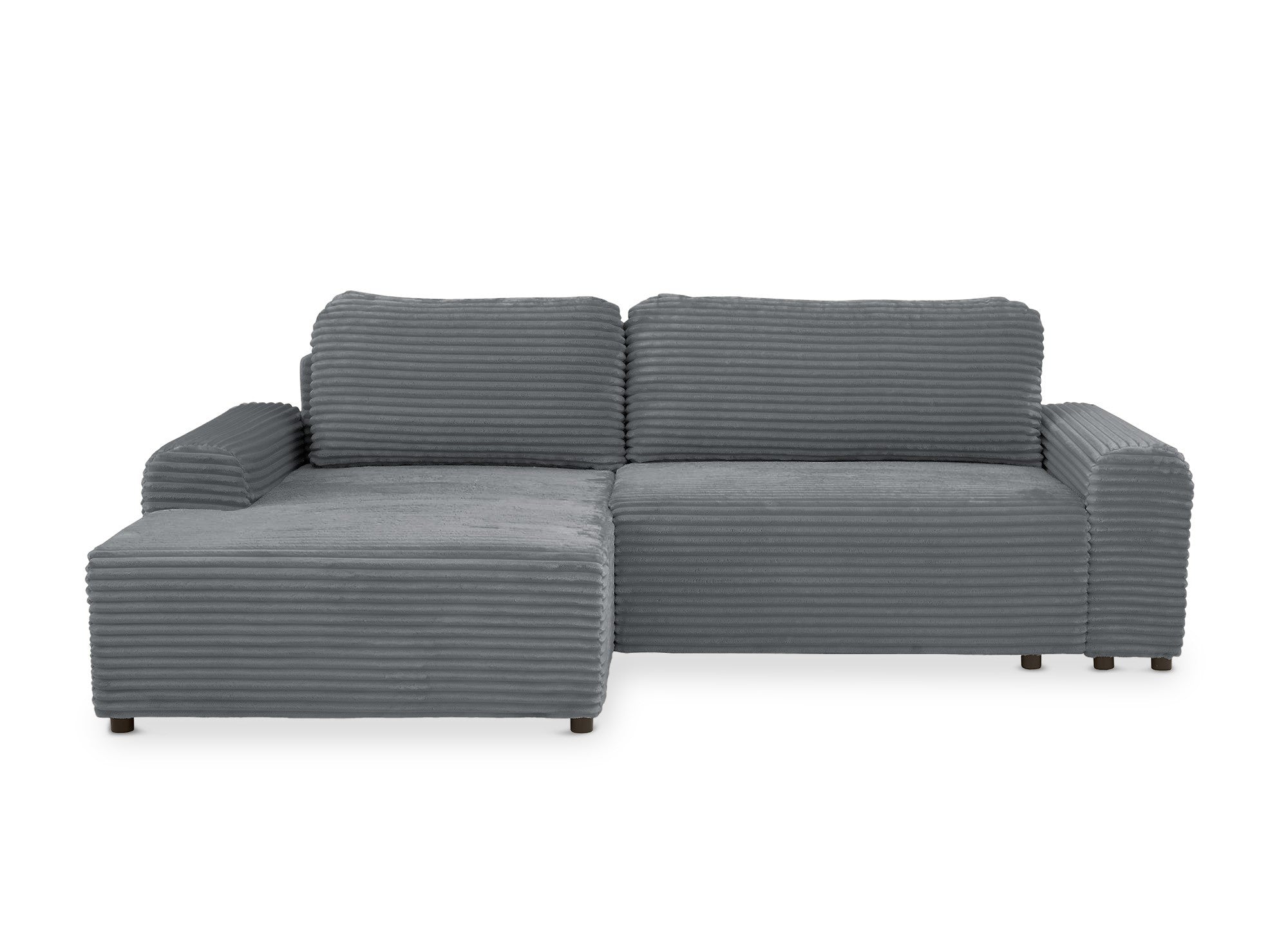Ecksofa links mit Bettkasten aus dickem dunkelgrauem Cord BALI - Ecke links