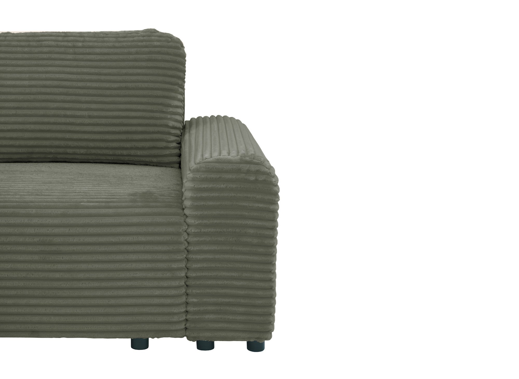 Ecksofa links mit Bettkasten aus dickem khakigrünem Cord BALI - Ecke links