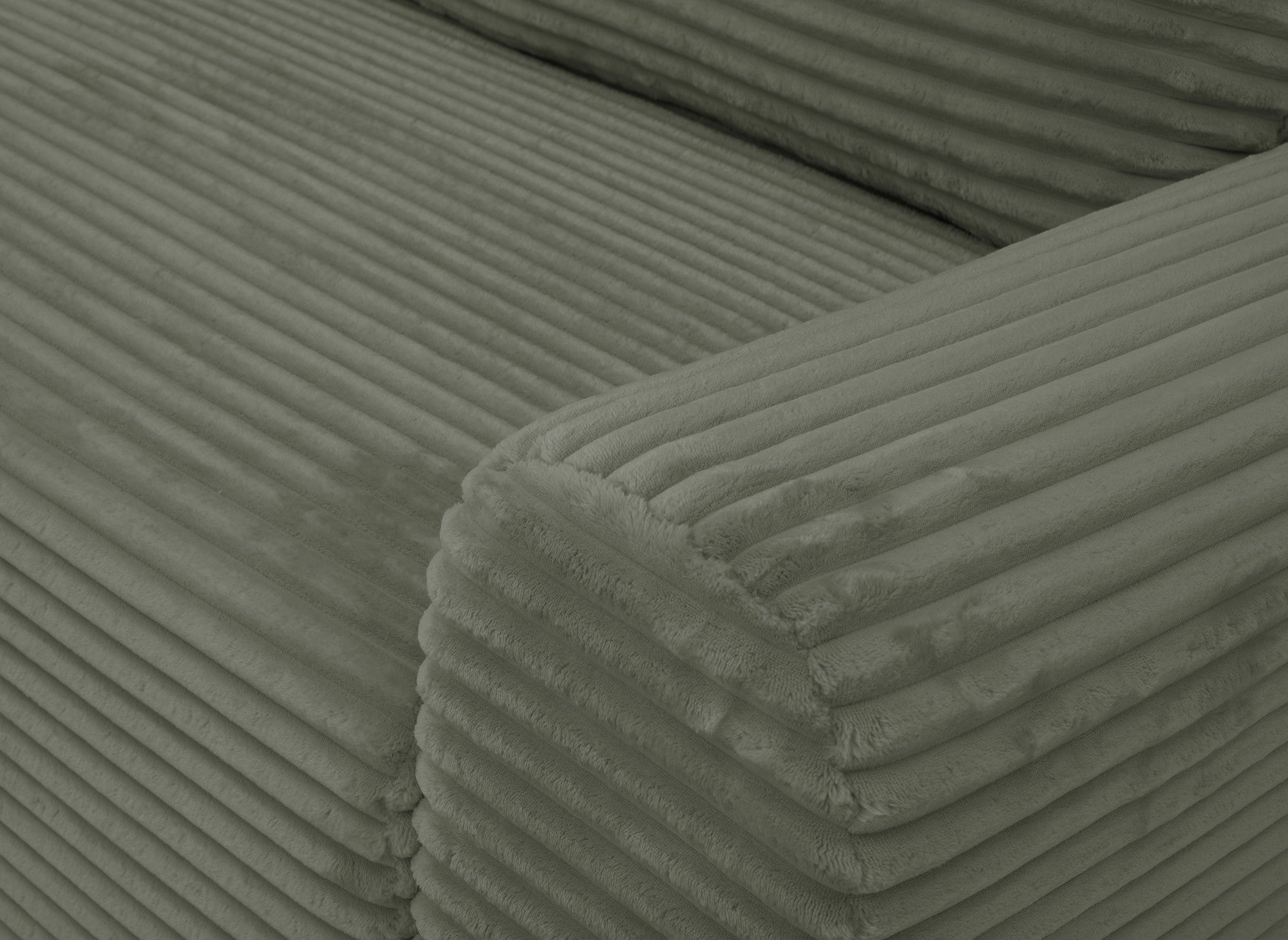 Ecksofa links mit Bettkasten aus dickem khakigrünem Cord BALI - Ecke links