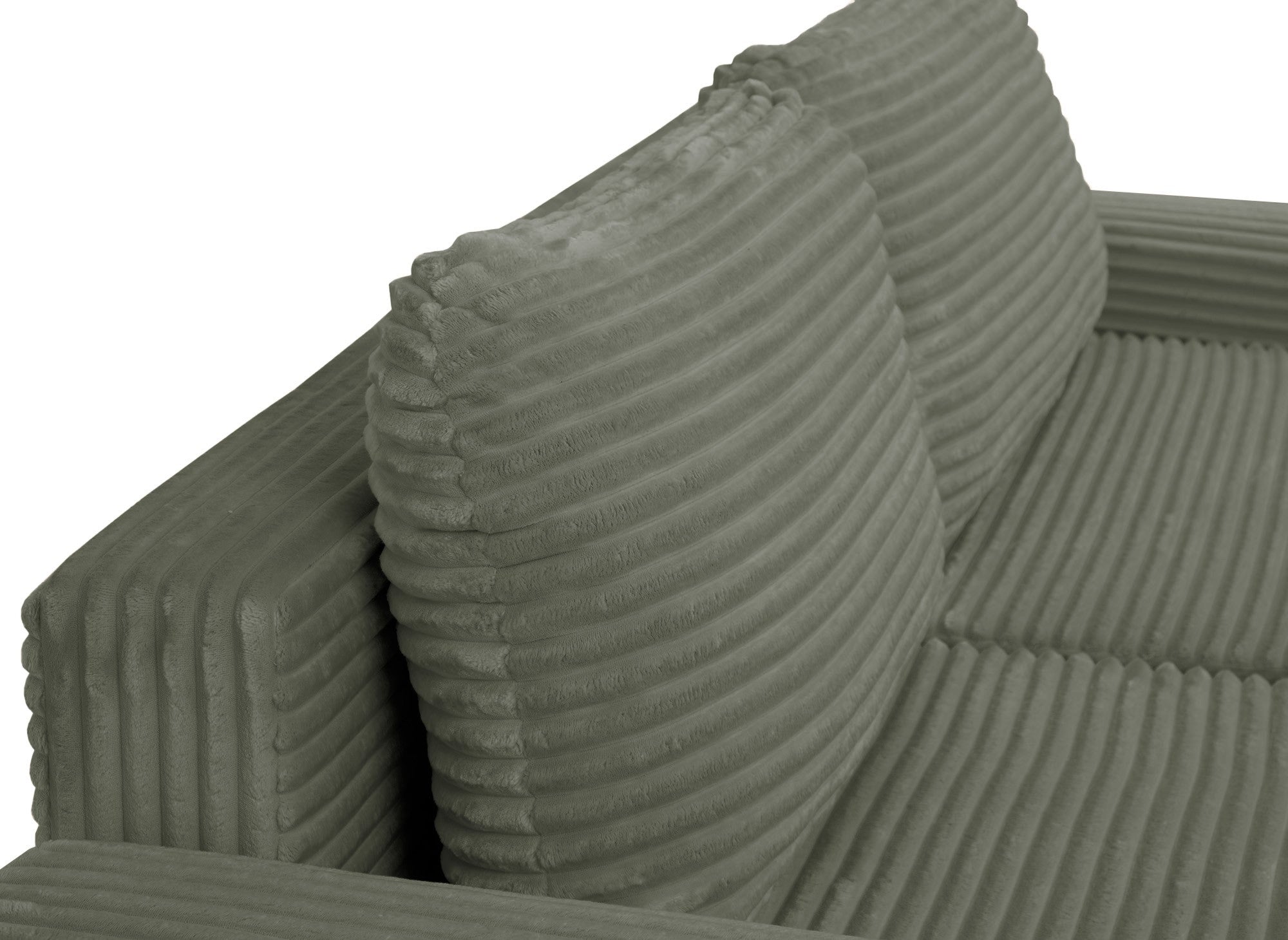 Ecksofa links mit Bettkasten aus dickem khakigrünem Cord BALI - Ecke links