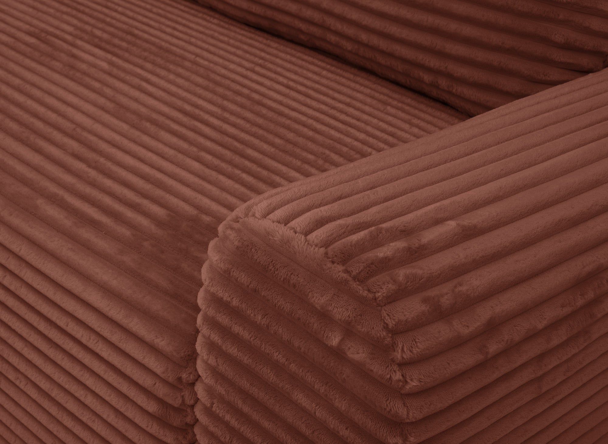 Ecksofa links mit Bettkasten aus dickem Cord in Terrakotta BALI - Ecke links