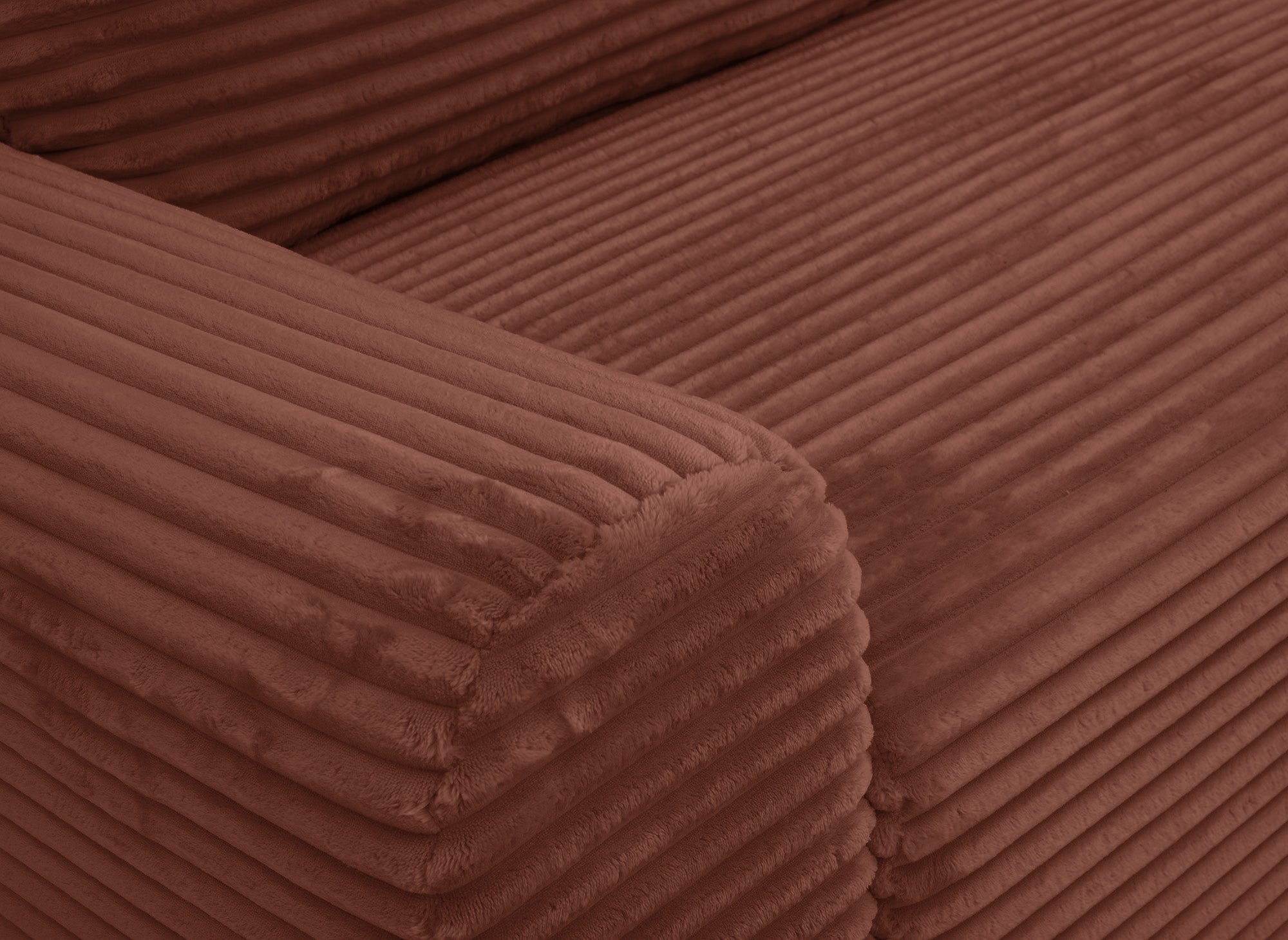 Ecksofa rechts mit Bettkasten aus dickem Cord in Terrakotta BALI - Ecke rechts