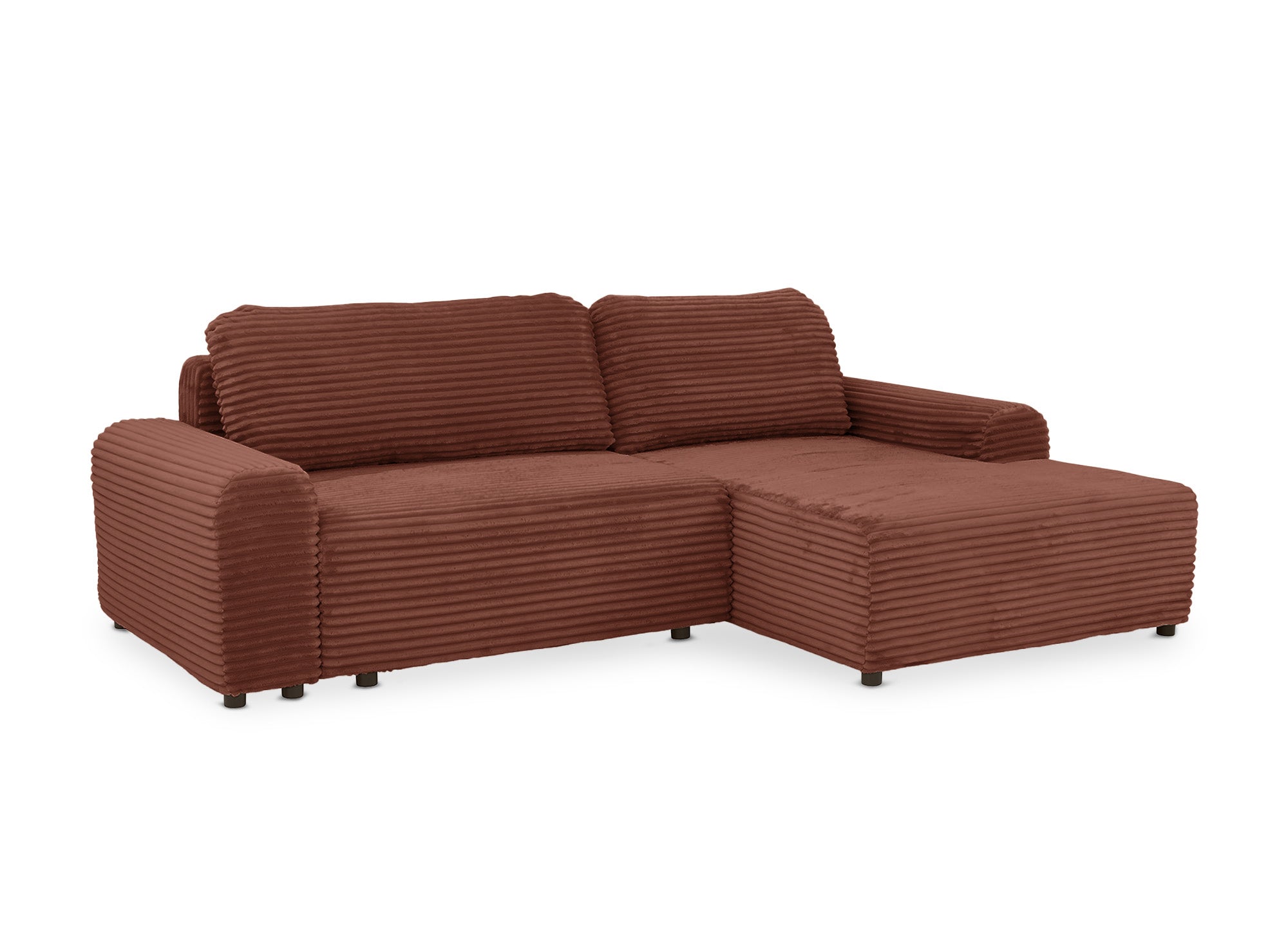 Ecksofa rechts mit Bettkasten aus dickem Cord in Terrakotta BALI - Ecke rechts