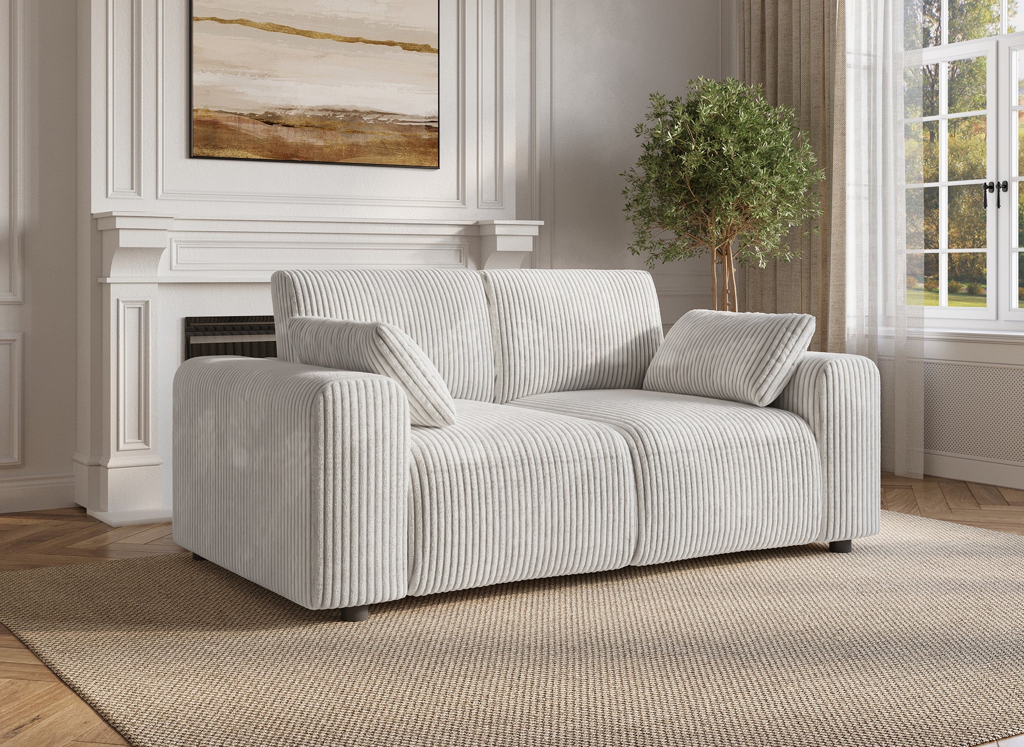 INAM 2-Sitzer-Sofa aus dickem, beigem Cord