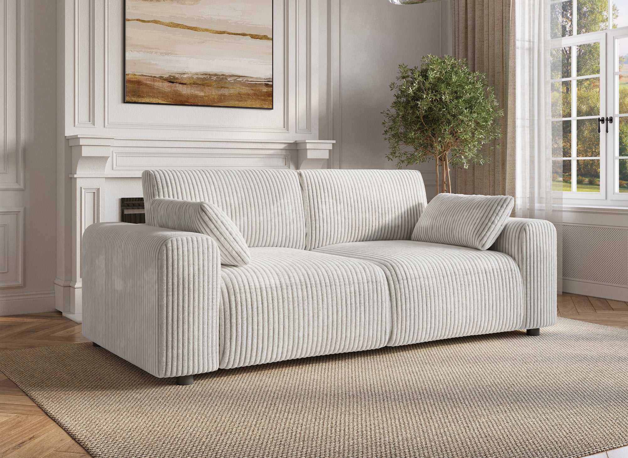 INAM 3-Sitzer-Sofa aus dickem, beigem Cord