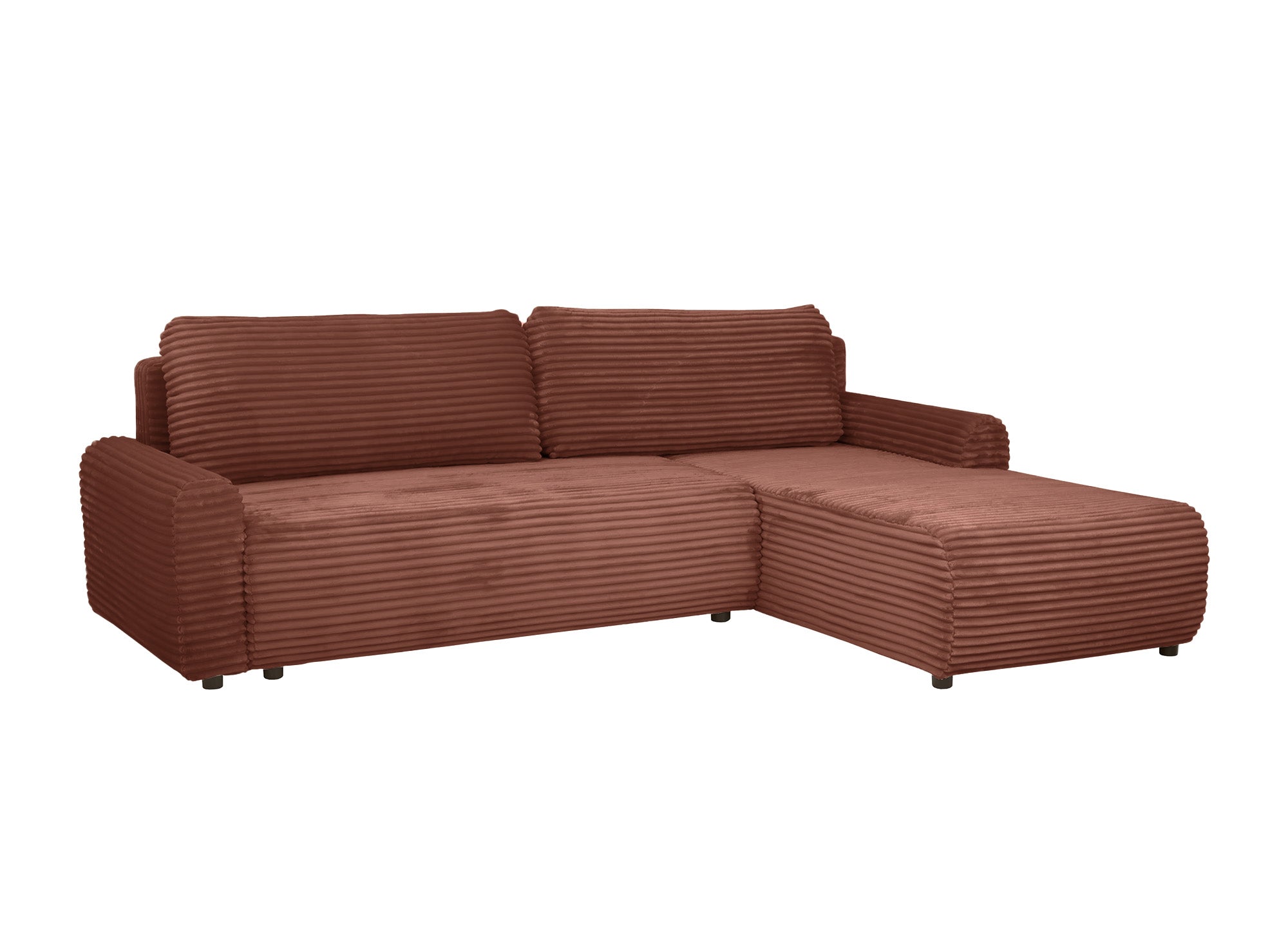 KATIA wendbares und umwandelbares Ecksofa mit Stauraum aus dickem Terrakotta-Cord