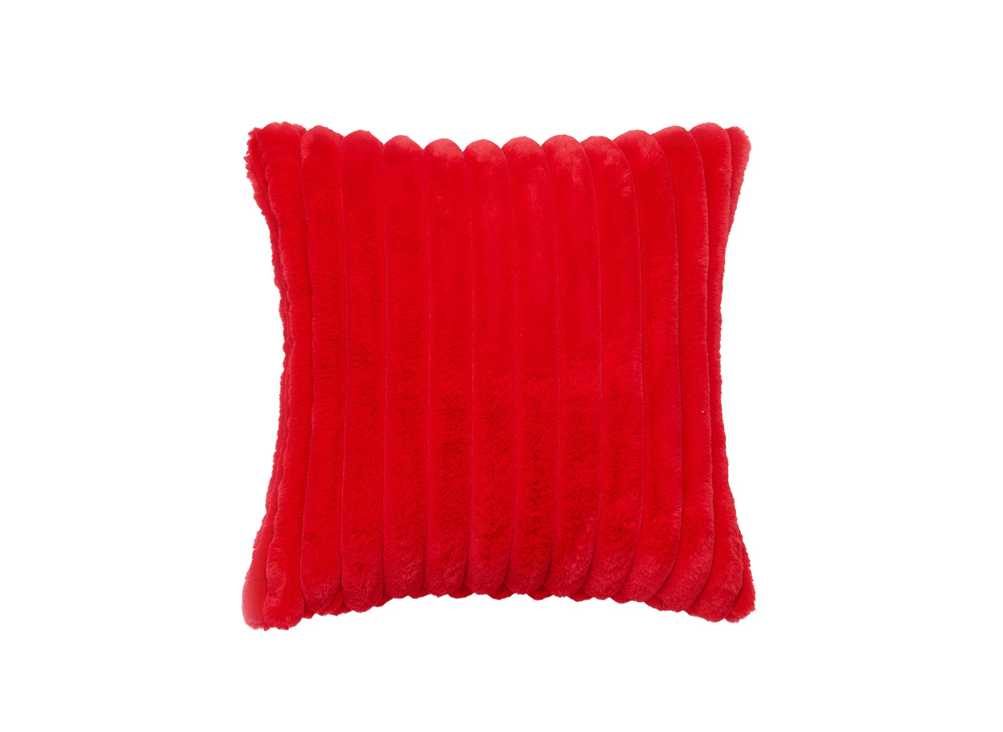 Quadratisches Kissen aus rotem Cord mit Felleffekt 45x45 cm URBAN