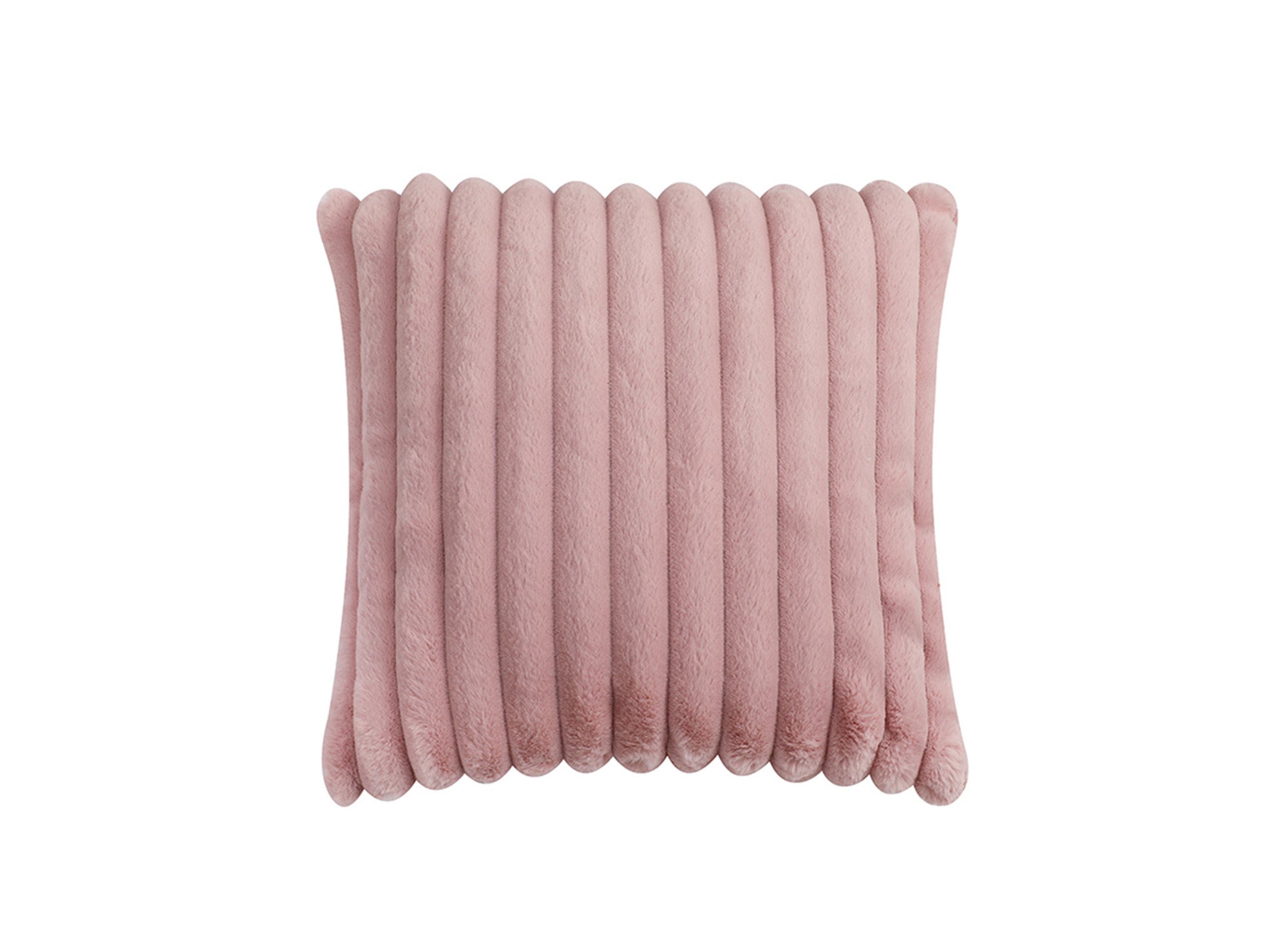 Quadratisches Kissen aus rosa Cord in Felloptik 45x45 cm URBAN