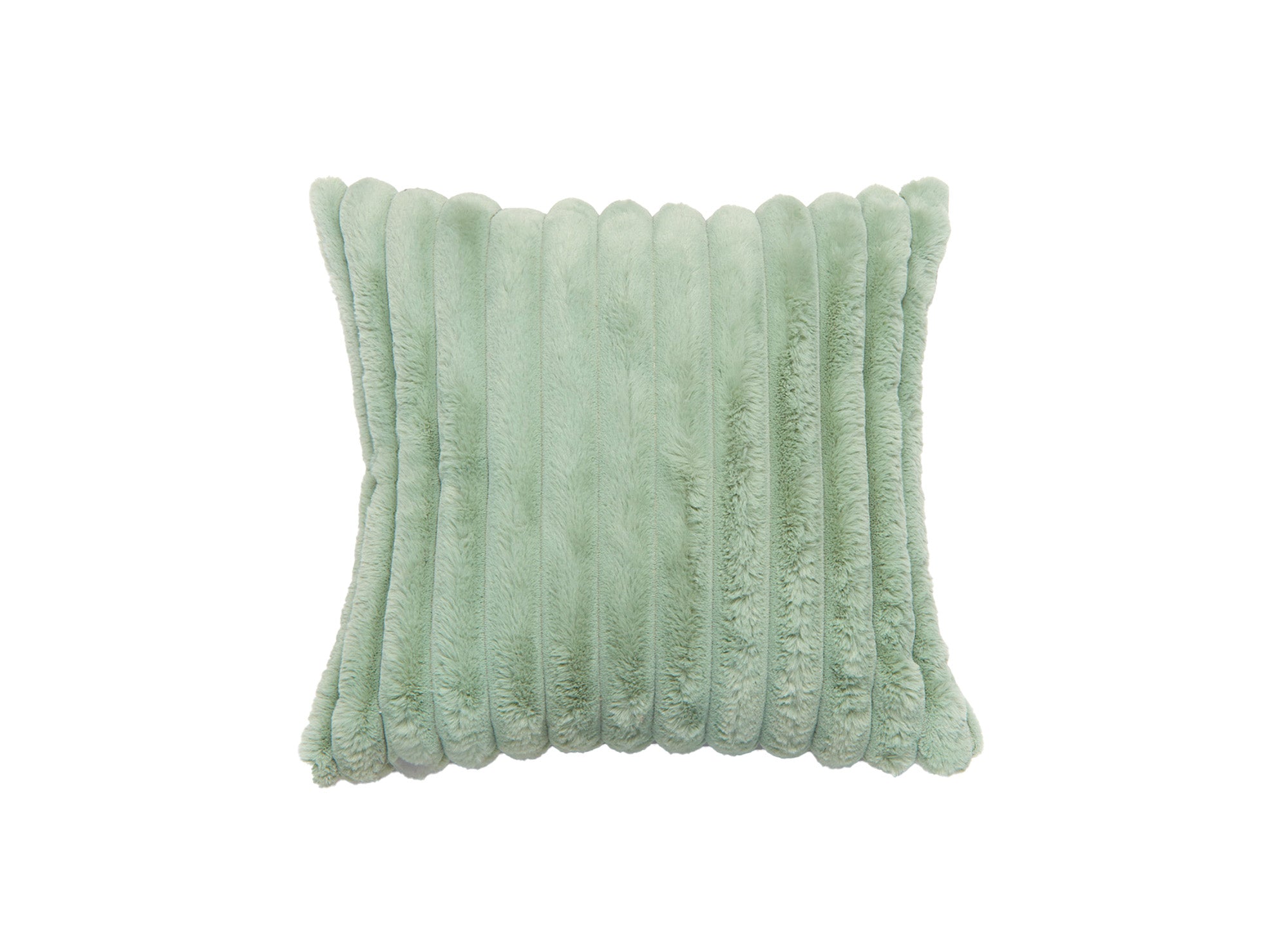Quadratisches Kissen aus Cord mit Felleffekt in Wassergrün 45x45 cm URBAN