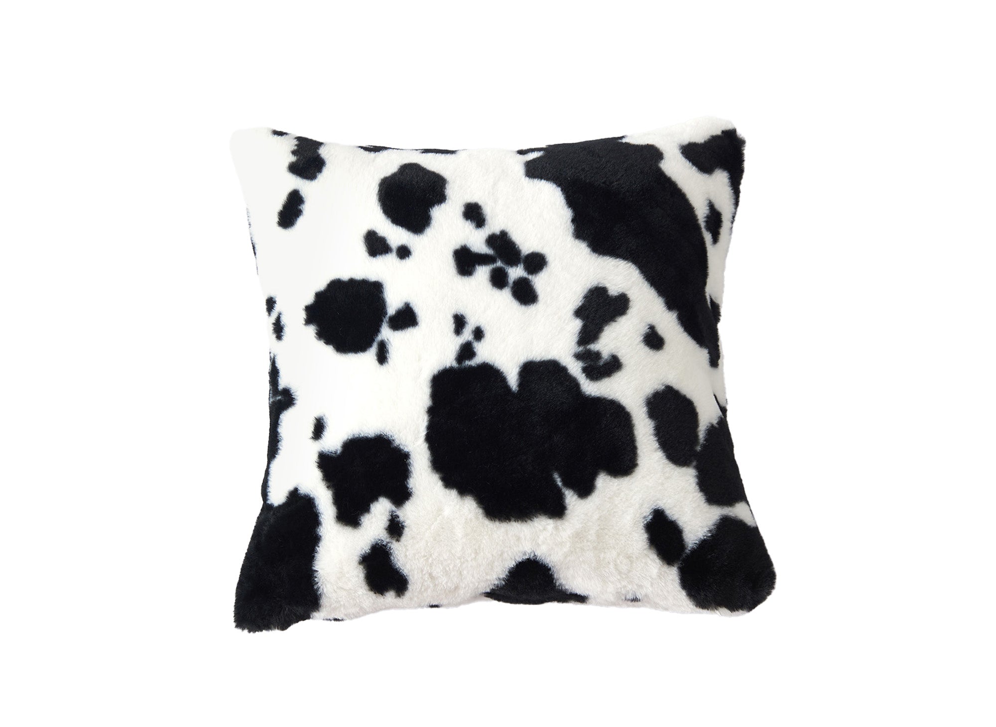 Quadratisches Kissen SAKINA 45x45 cm aus schwarz-weißem Stoff in Kuhfelloptik