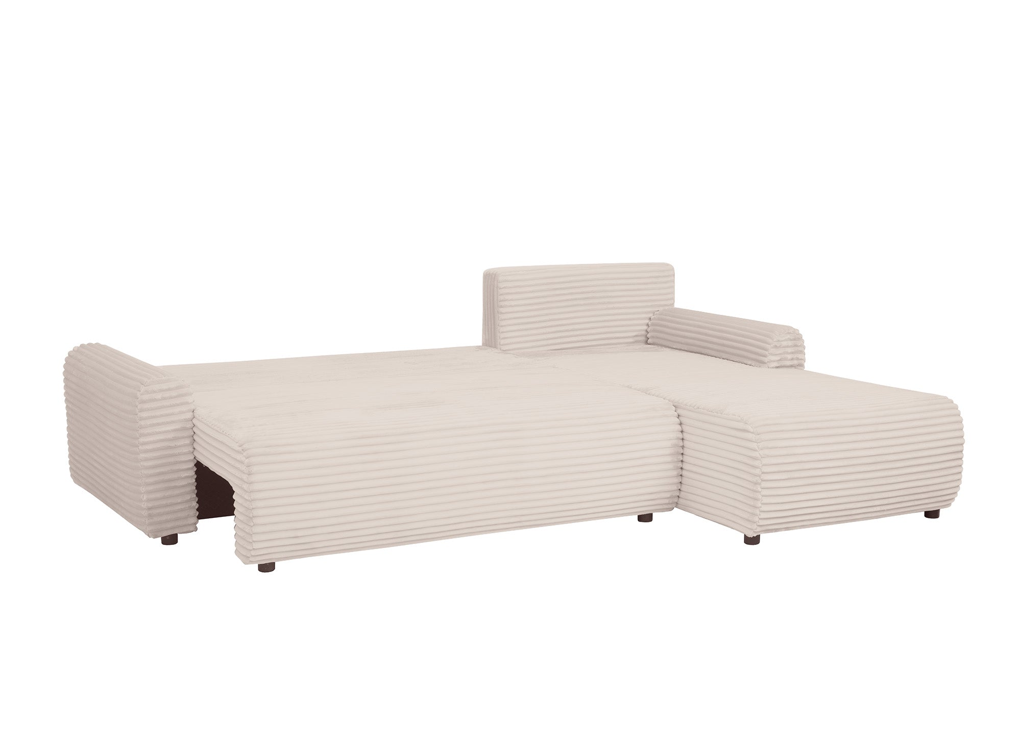 KATIA wendbares und umwandelbares Ecksofa mit Stauraum aus dickem, beigem Cord