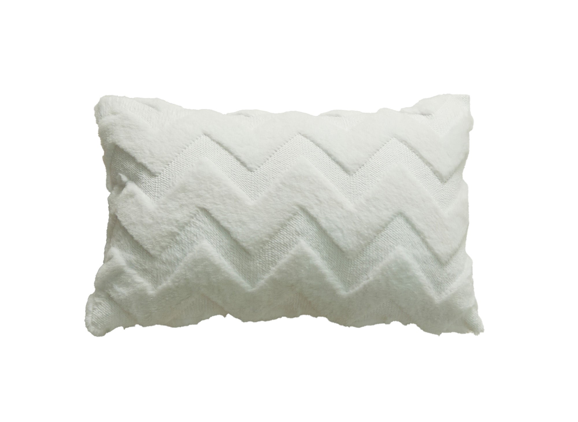 Rechteckiges Kissen 50x30 cm aus weichem Stoff mit weißem Chevron-Muster HARRY