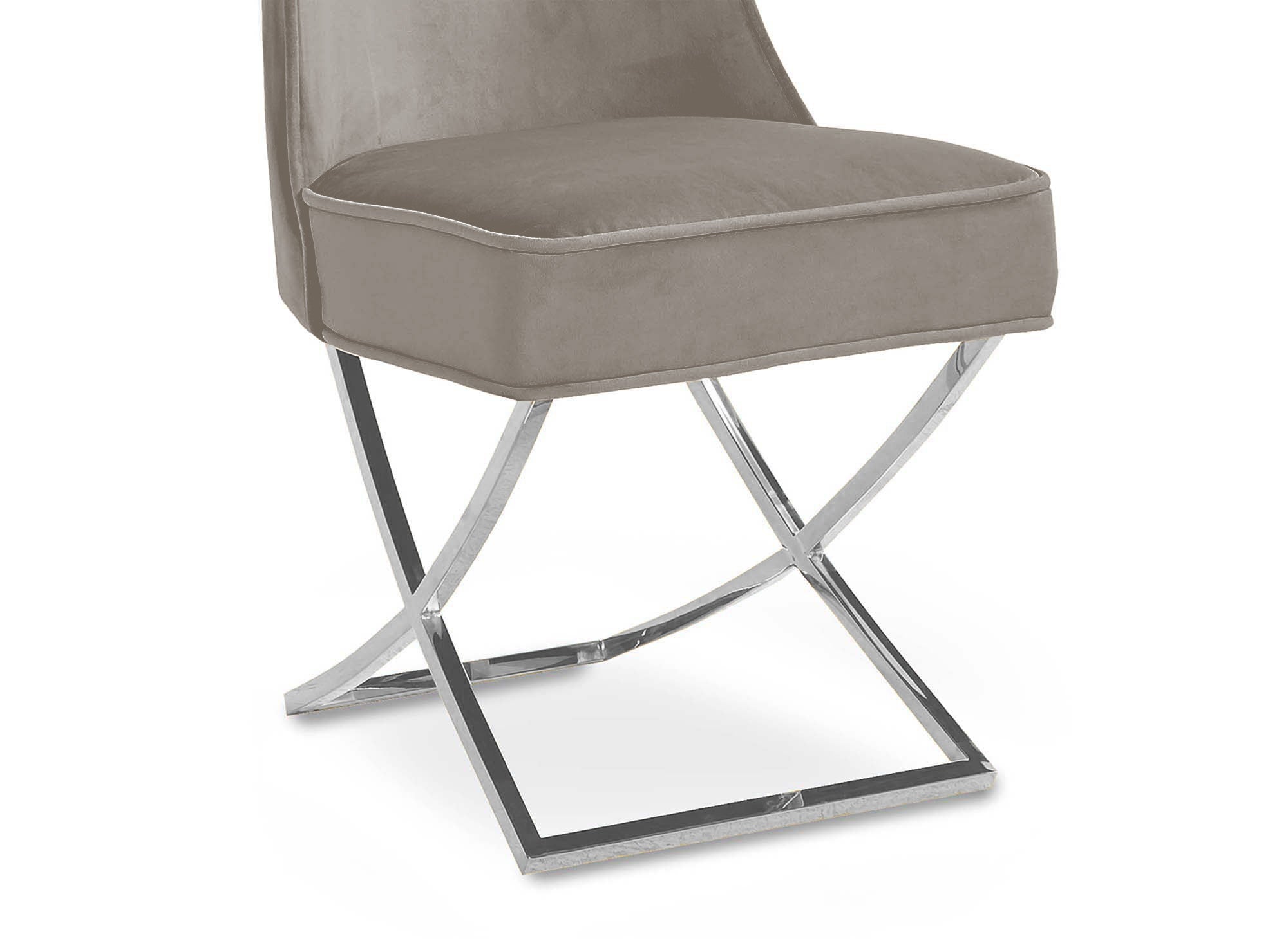 2er-Set beige Samtstühle mit silbernen Metallbeinen ETHAN