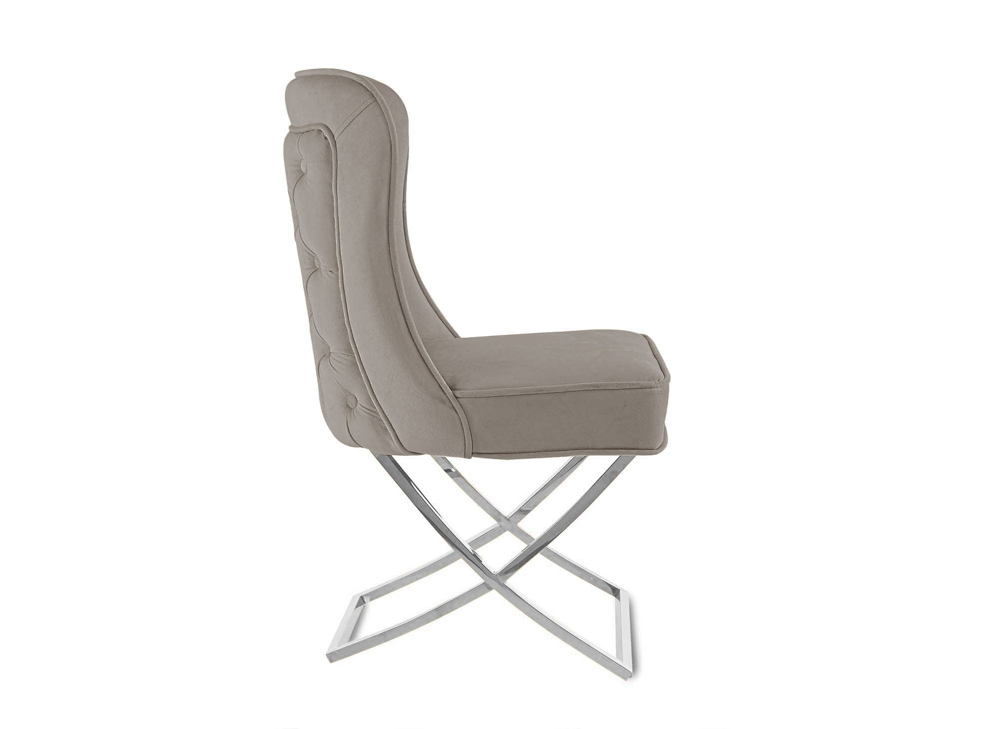 2er-Set beige Samtstühle mit silbernen Metallbeinen ETHAN