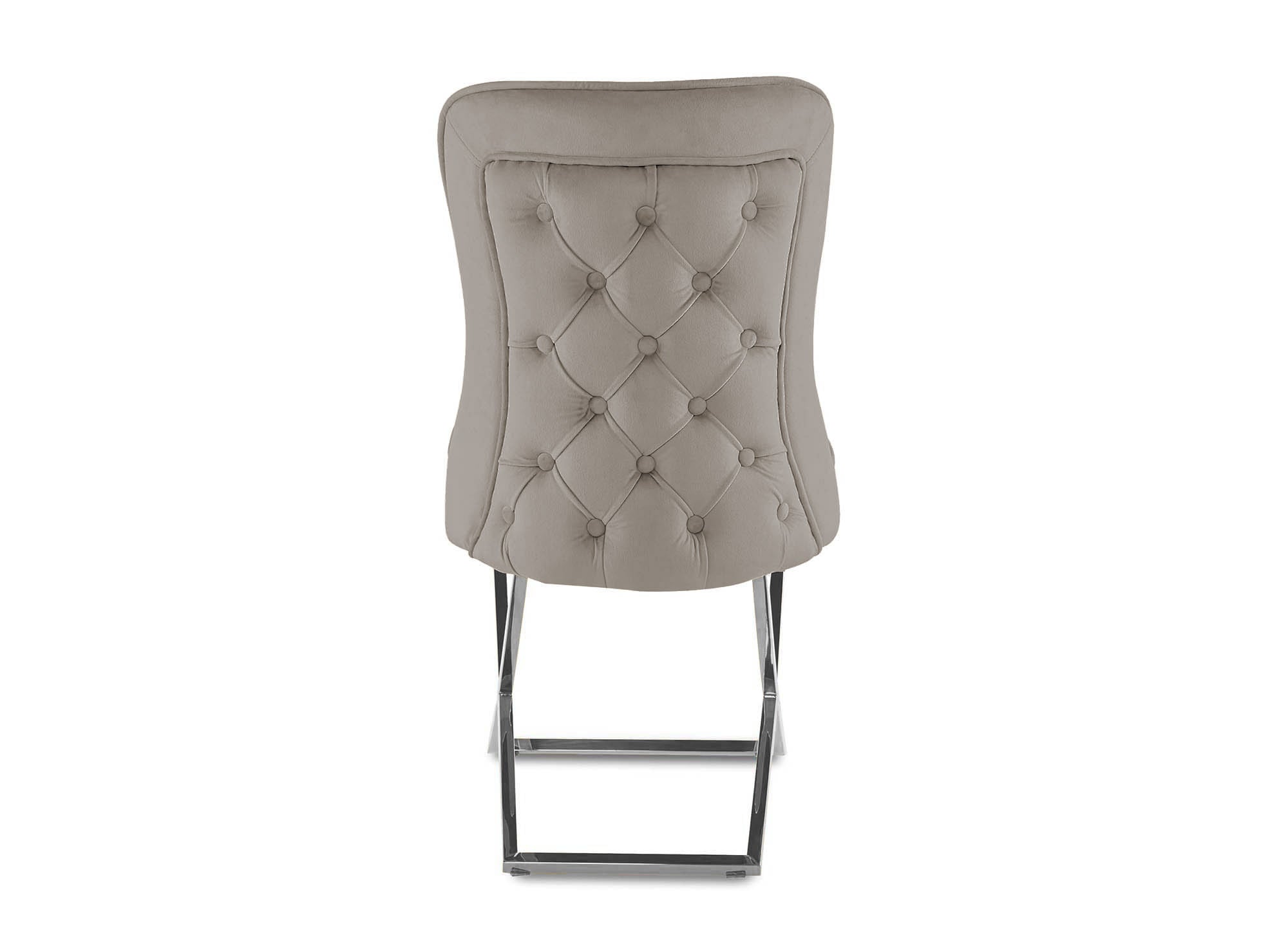 2er-Set beige Samtstühle mit silbernen Metallbeinen ETHAN