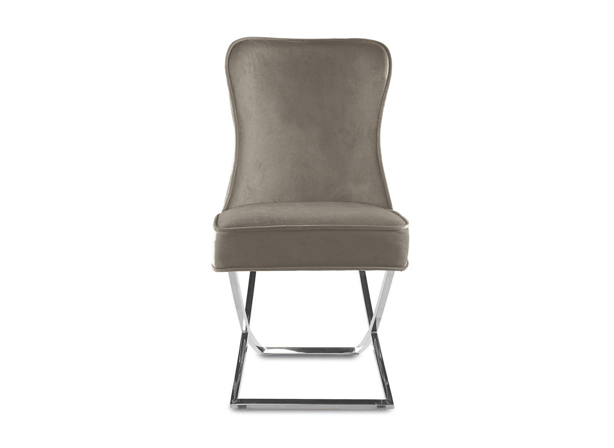 2er-Set beige Samtstühle mit silbernen Metallbeinen ETHAN
