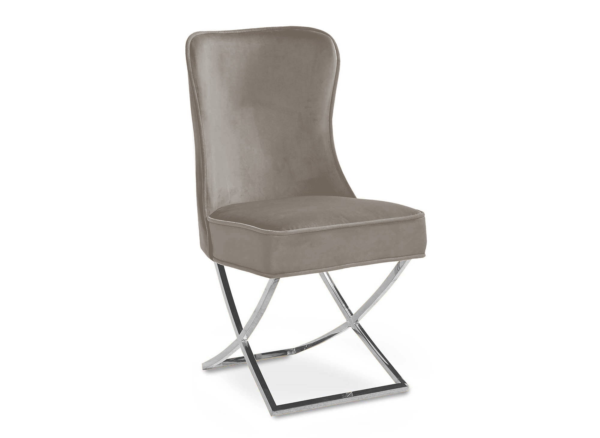 2er-Set beige Samtstühle mit silbernen Metallbeinen ETHAN