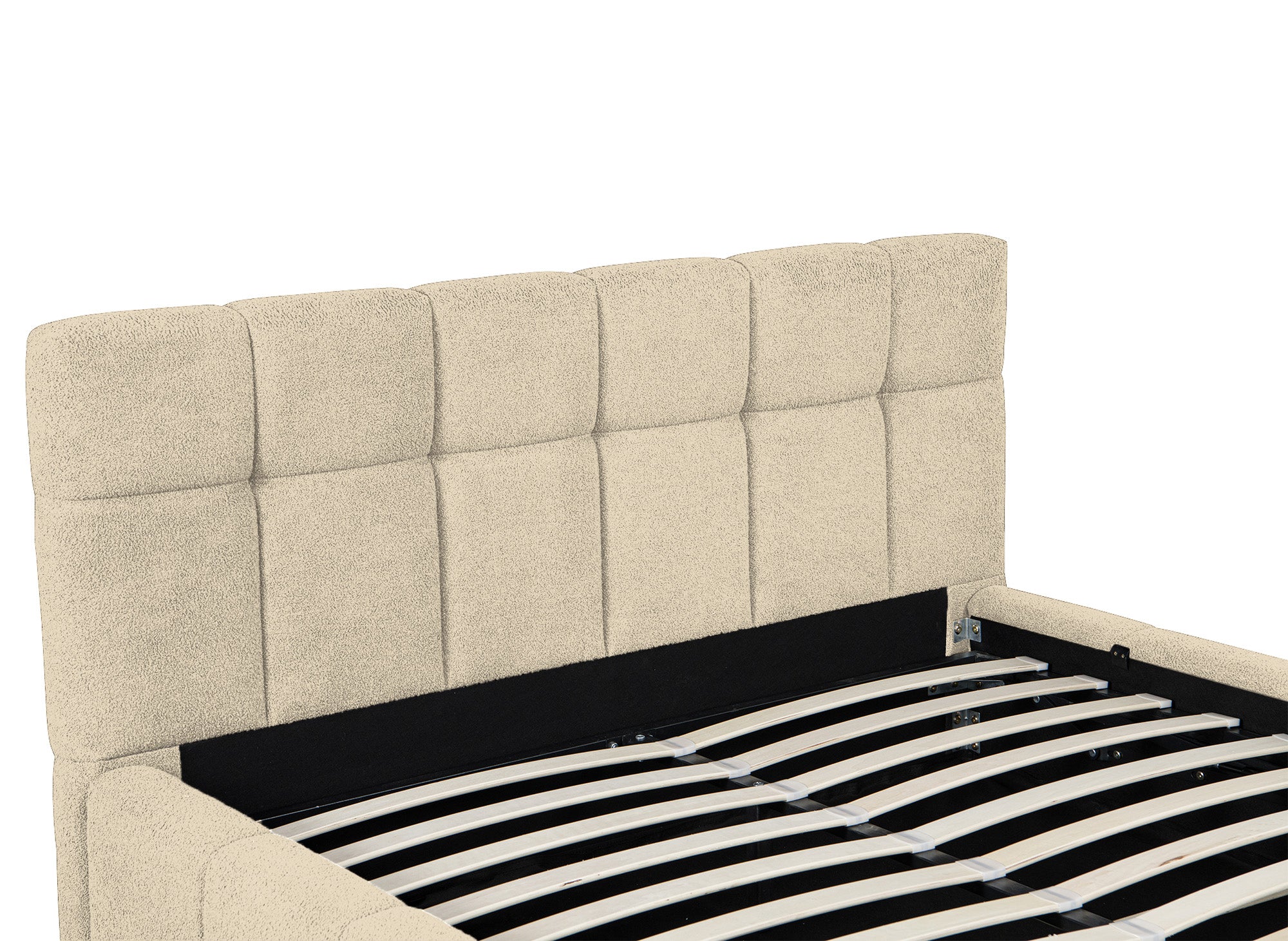 MILIE Bett mit Stauraum aus Frottee, beige, 140 x 190 cm