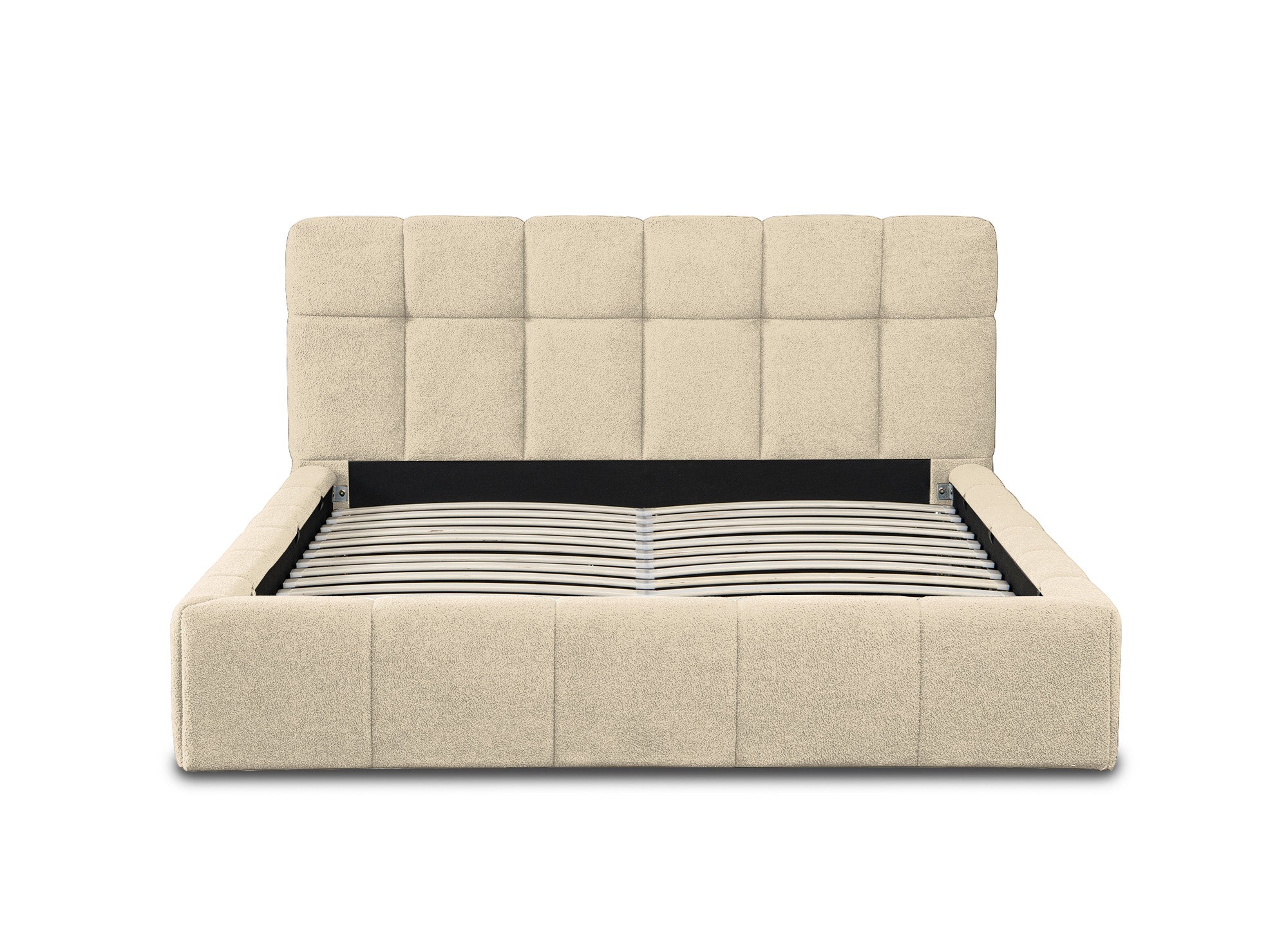 MILIE Bett mit Stauraum aus Frottee, beige, 140 x 190 cm