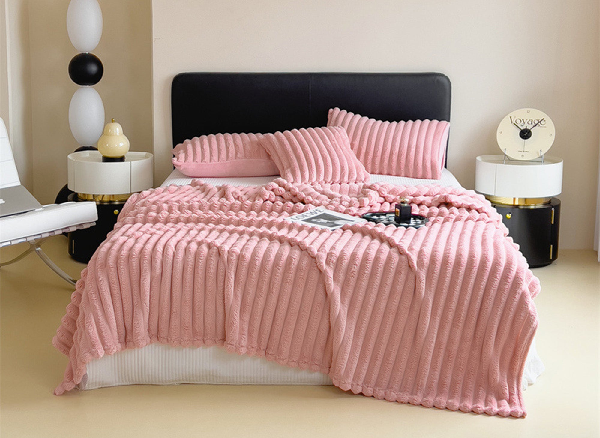 CARINO Dicke rosa Corddecke 150x200 cm