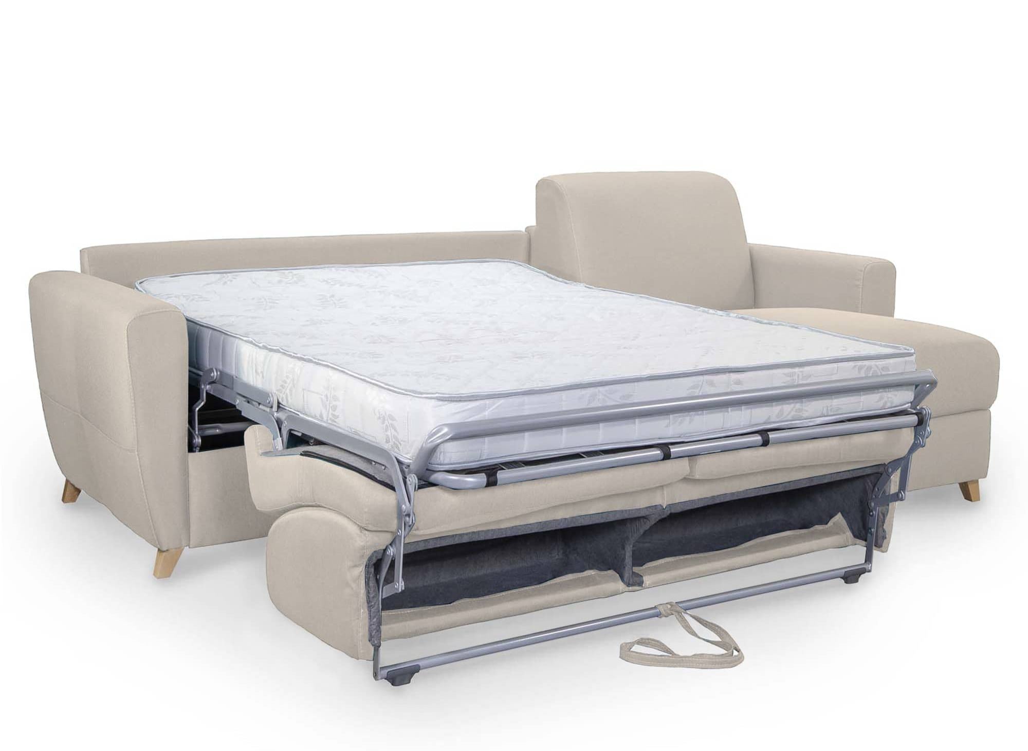 Skandinavisches, umkehrbares Ecksofa TOBIAS aus beigem Stoff