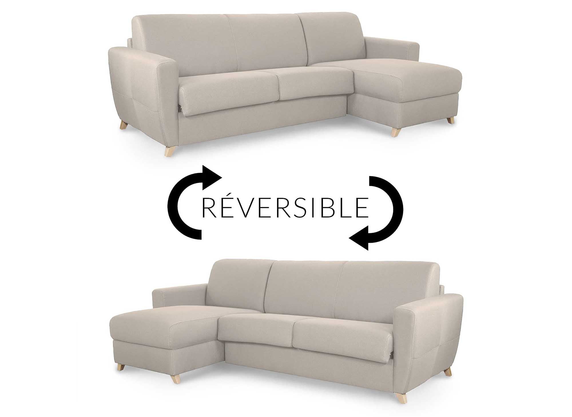 Skandinavisches, umkehrbares Ecksofa TOBIAS aus beigem Stoff