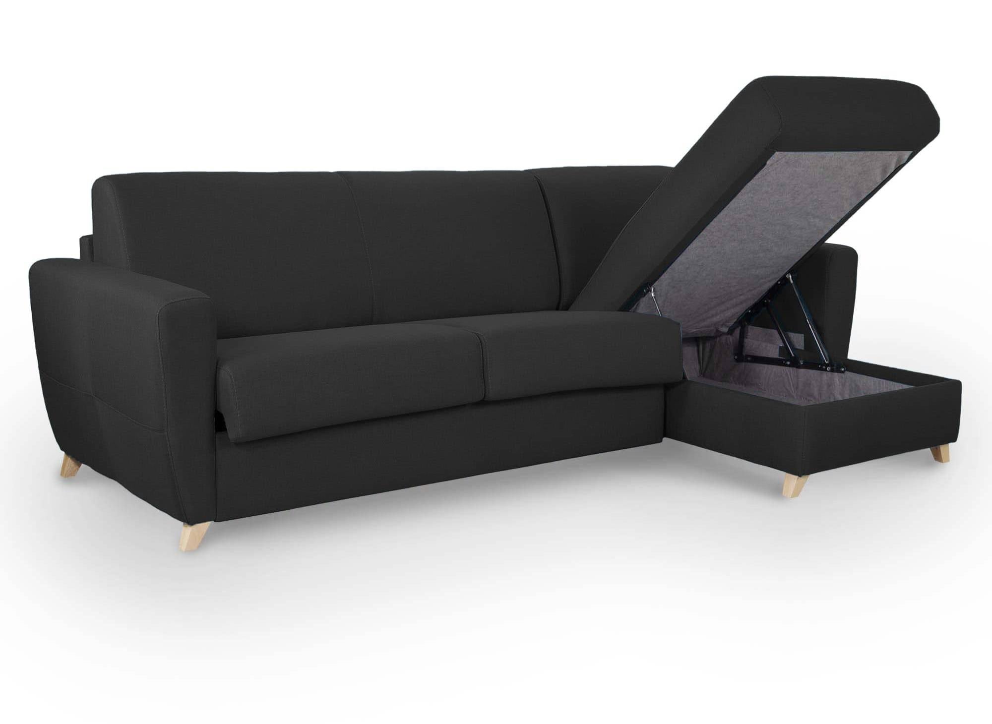 Skandinavisches, wendbares Ecksofa TOBIAS aus carbongrauem Stoff