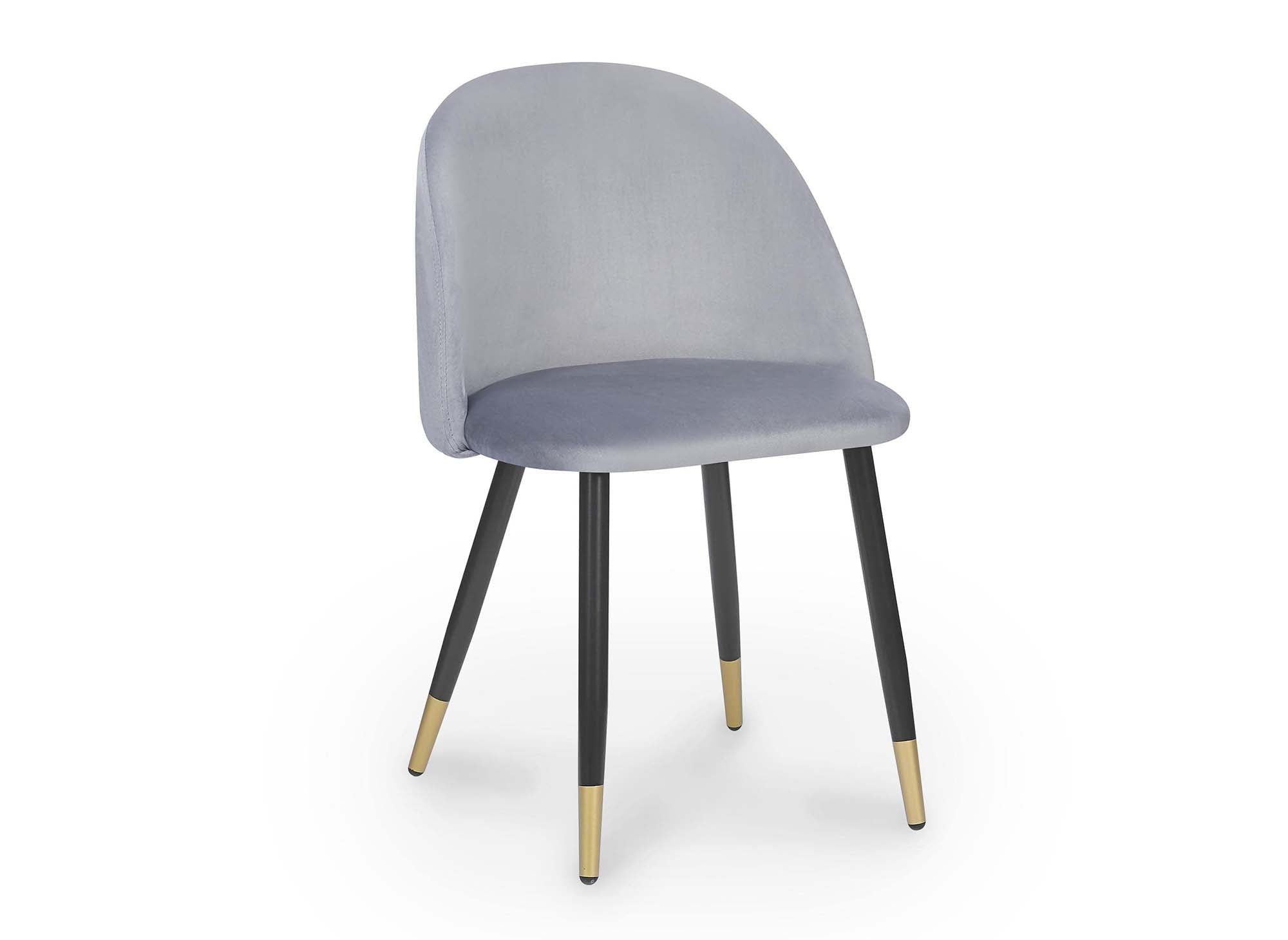 4er-Set Designerstühle LYDIA aus grauem Samt
