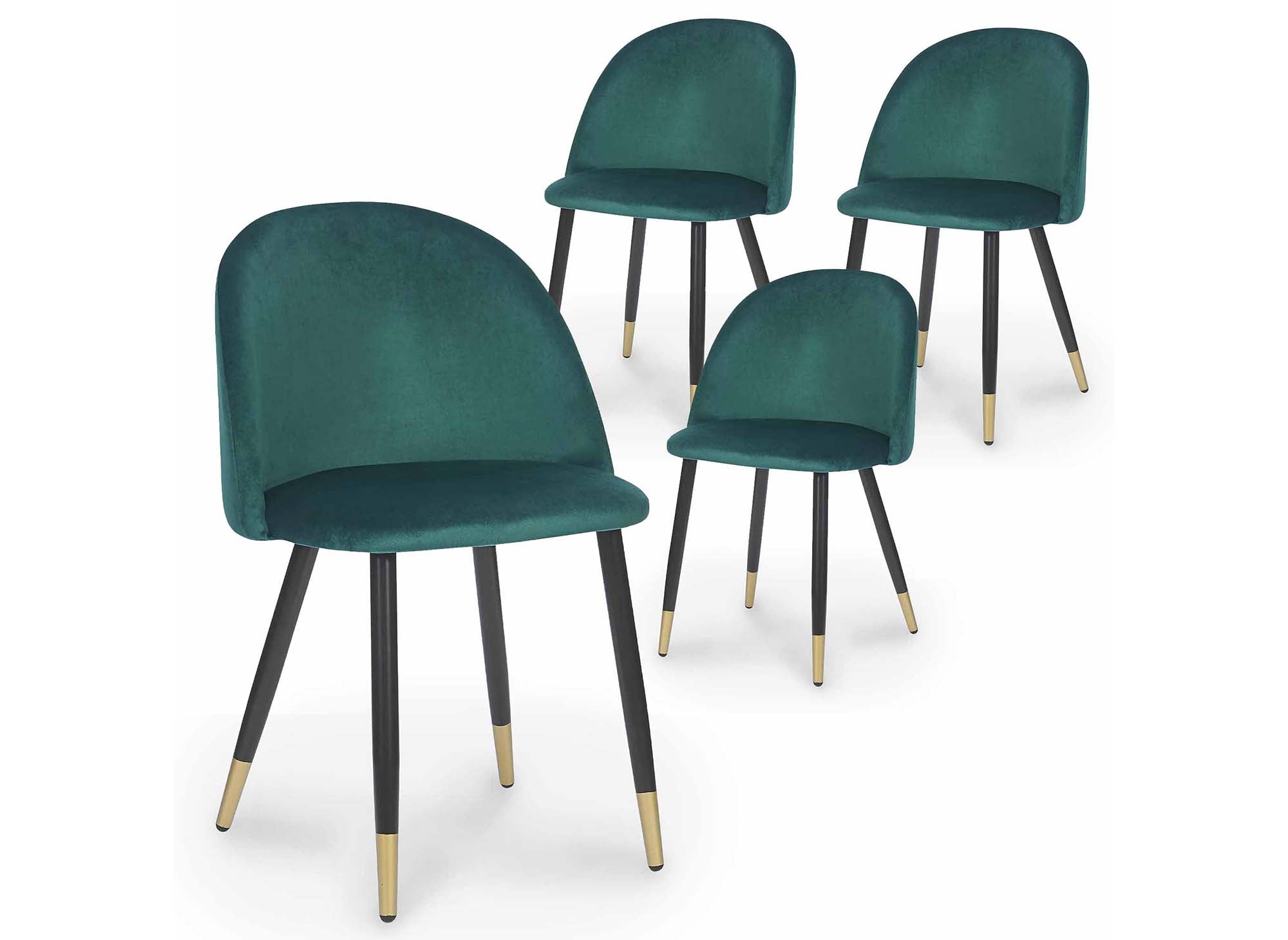 4er-Set LYDIA-Designerstühle aus grünem Samt