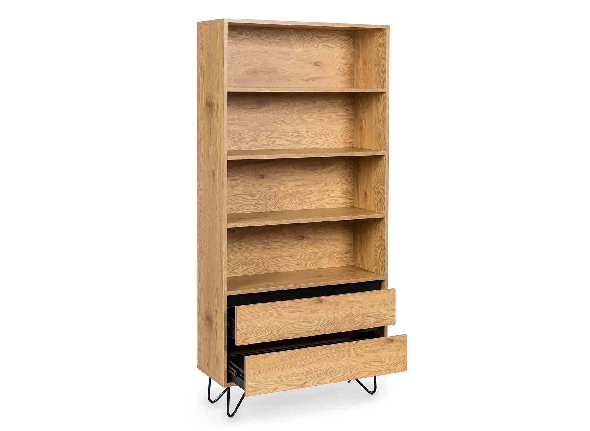 DARINA Bücherregal aus Holz mit 2 Schubladen und 3 Regalen