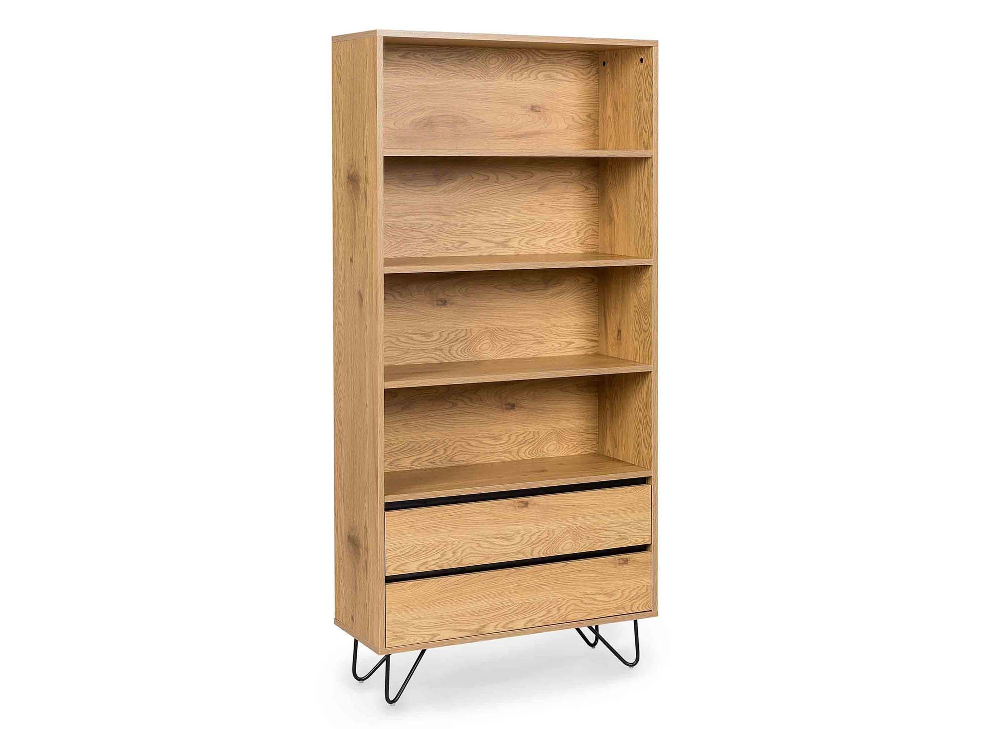 DARINA Bücherregal aus Holz mit 2 Schubladen und 3 Regalen