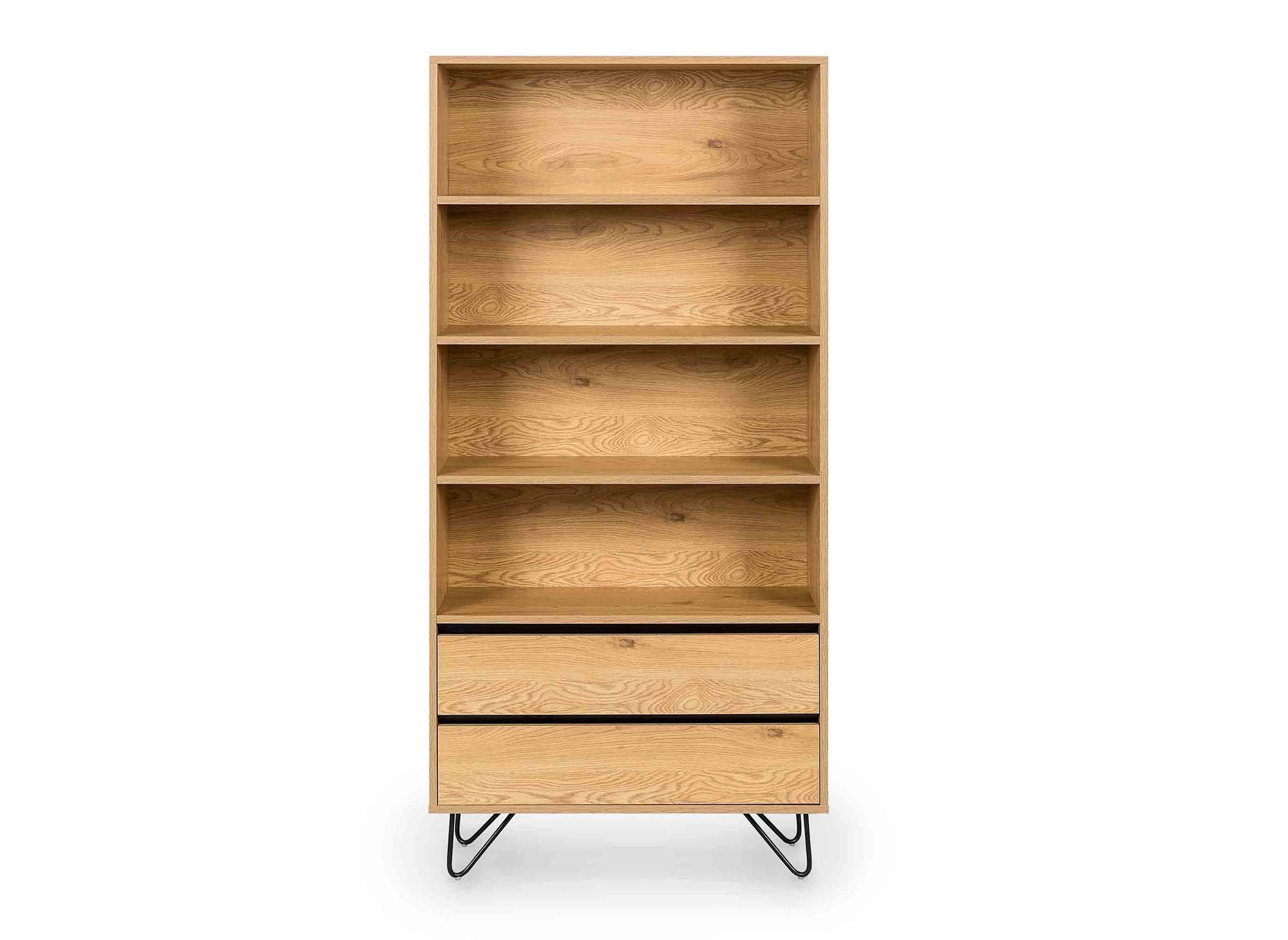 DARINA Bücherregal aus Holz mit 2 Schubladen und 3 Regalen