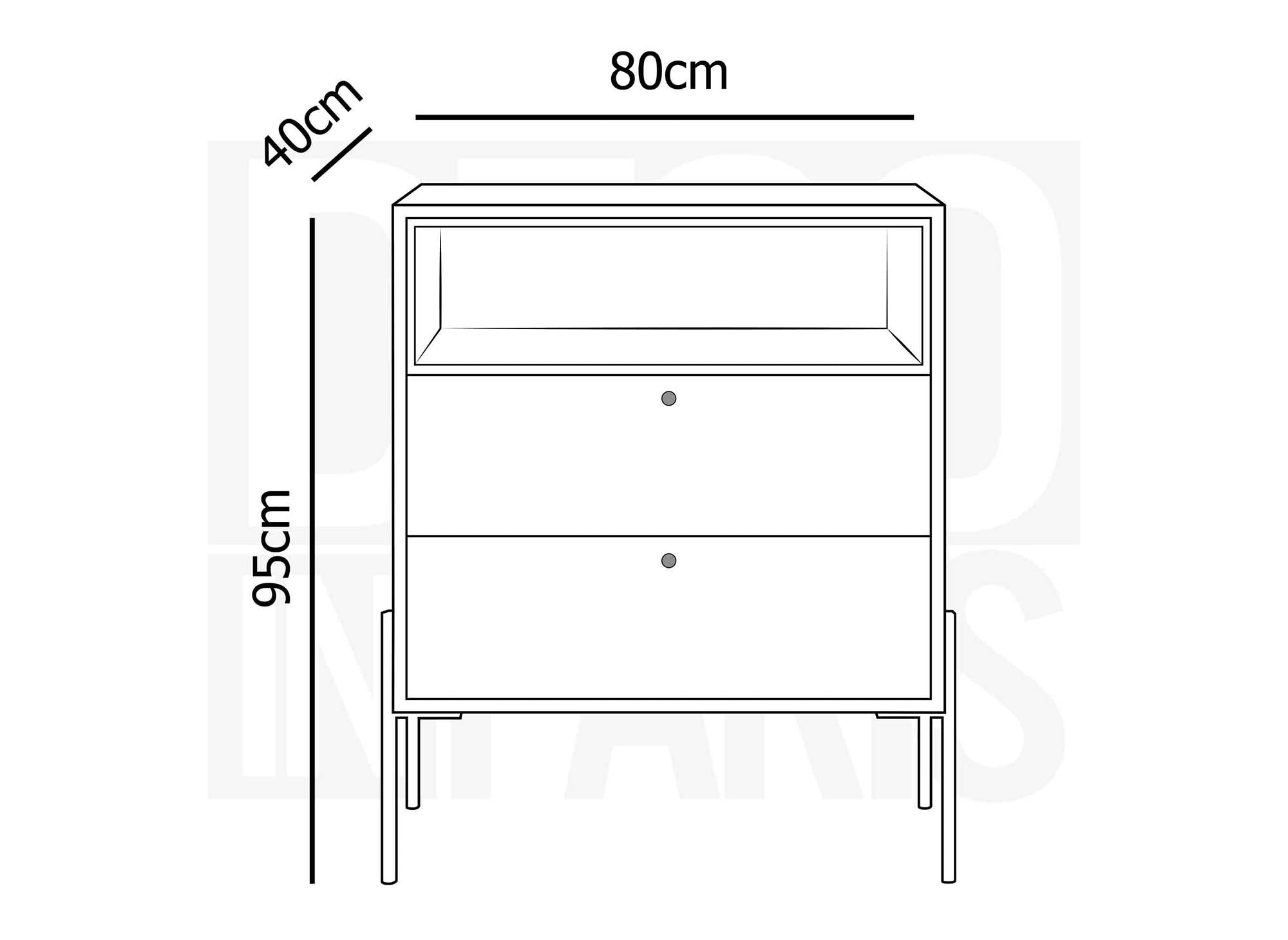 SOHANE Kommode mit 2 Schubladen aus hellem Holz und schwarzem Metall