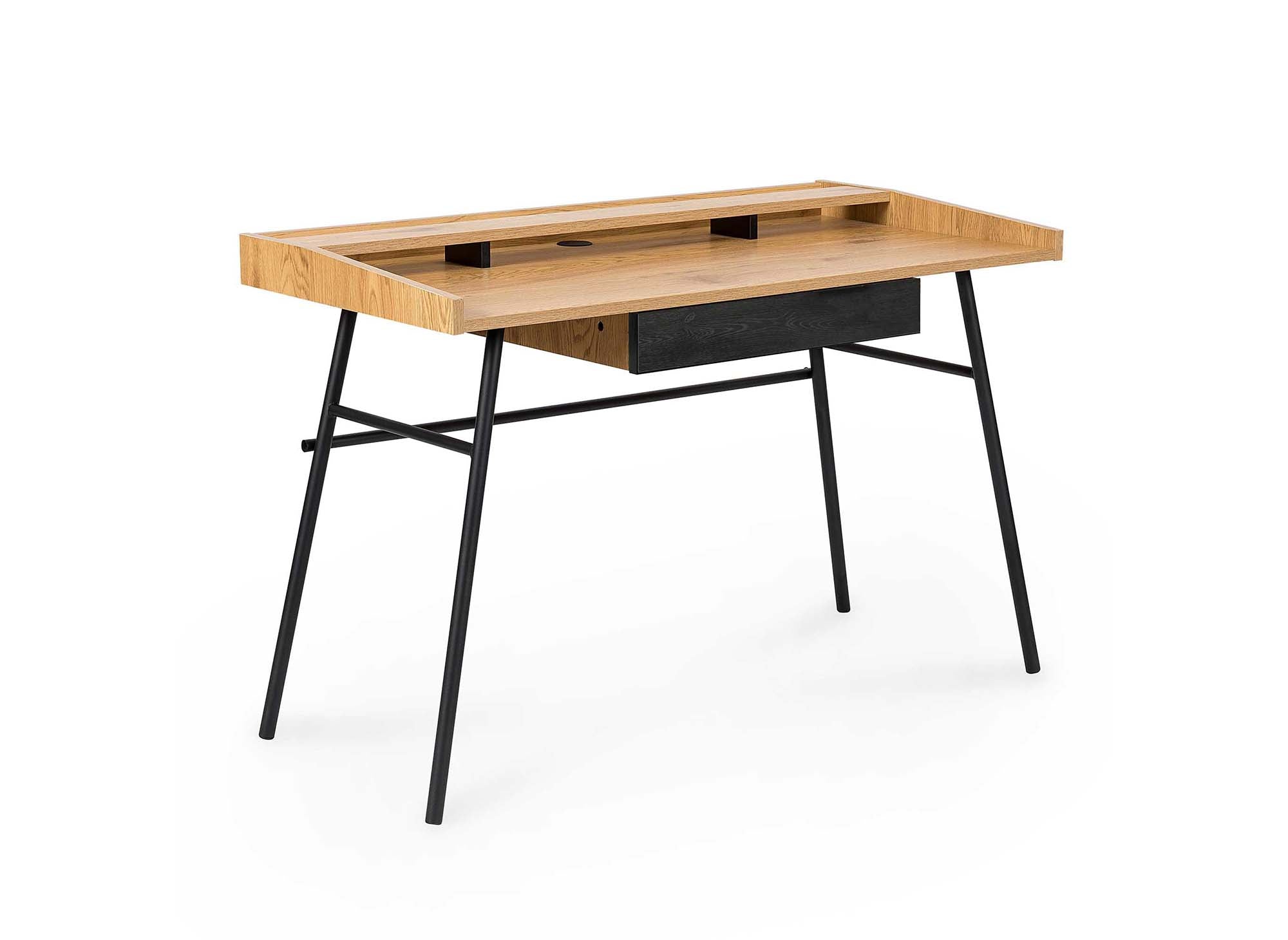 GASPARD Industrie-Schreibtisch mit 1 Schublade und 1 Regal aus Holz und Metall