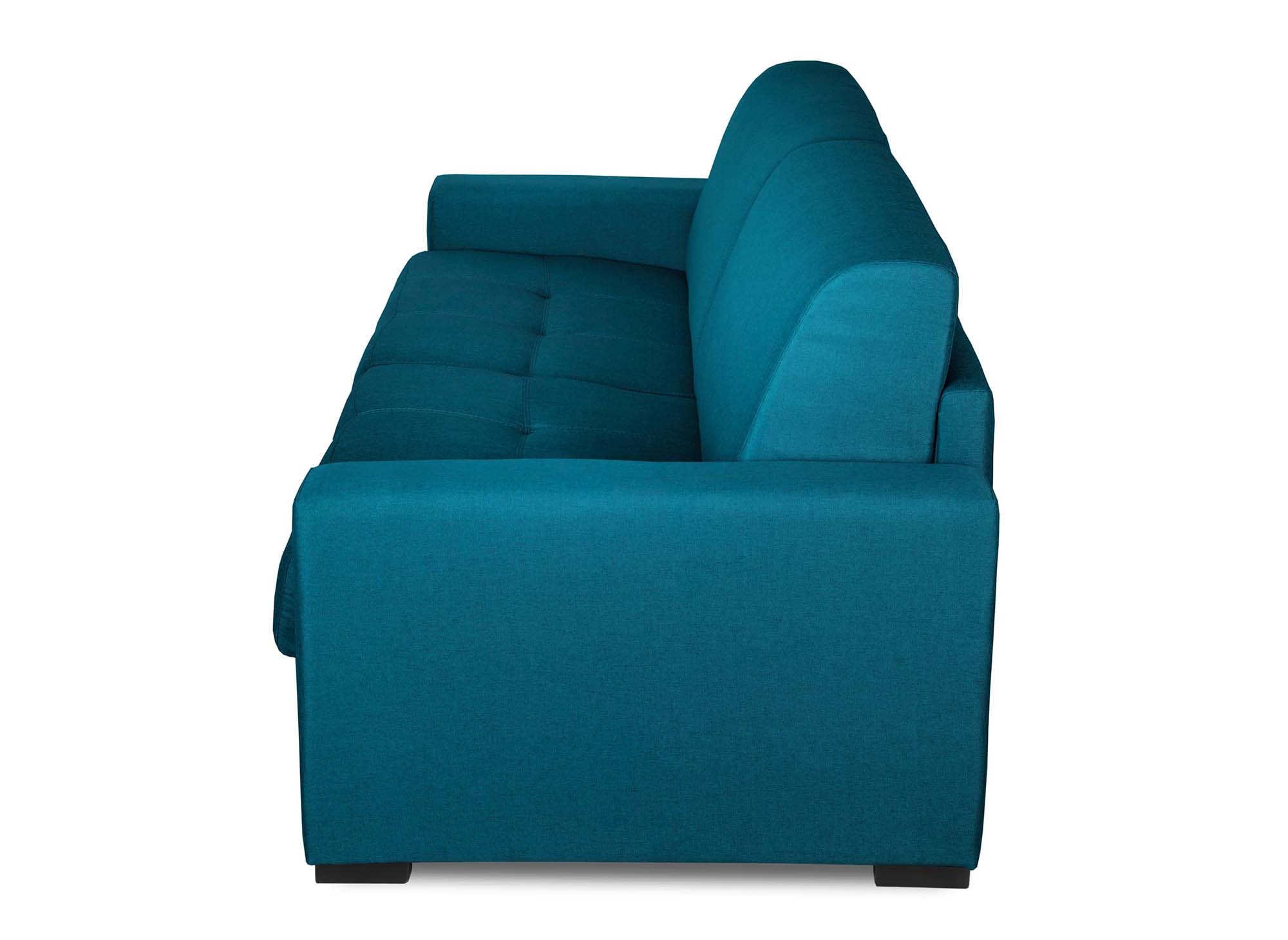 LOUNA 3-Sitzer-Schlafsofa aus petrolblauem Stoff mit Expressöffnung