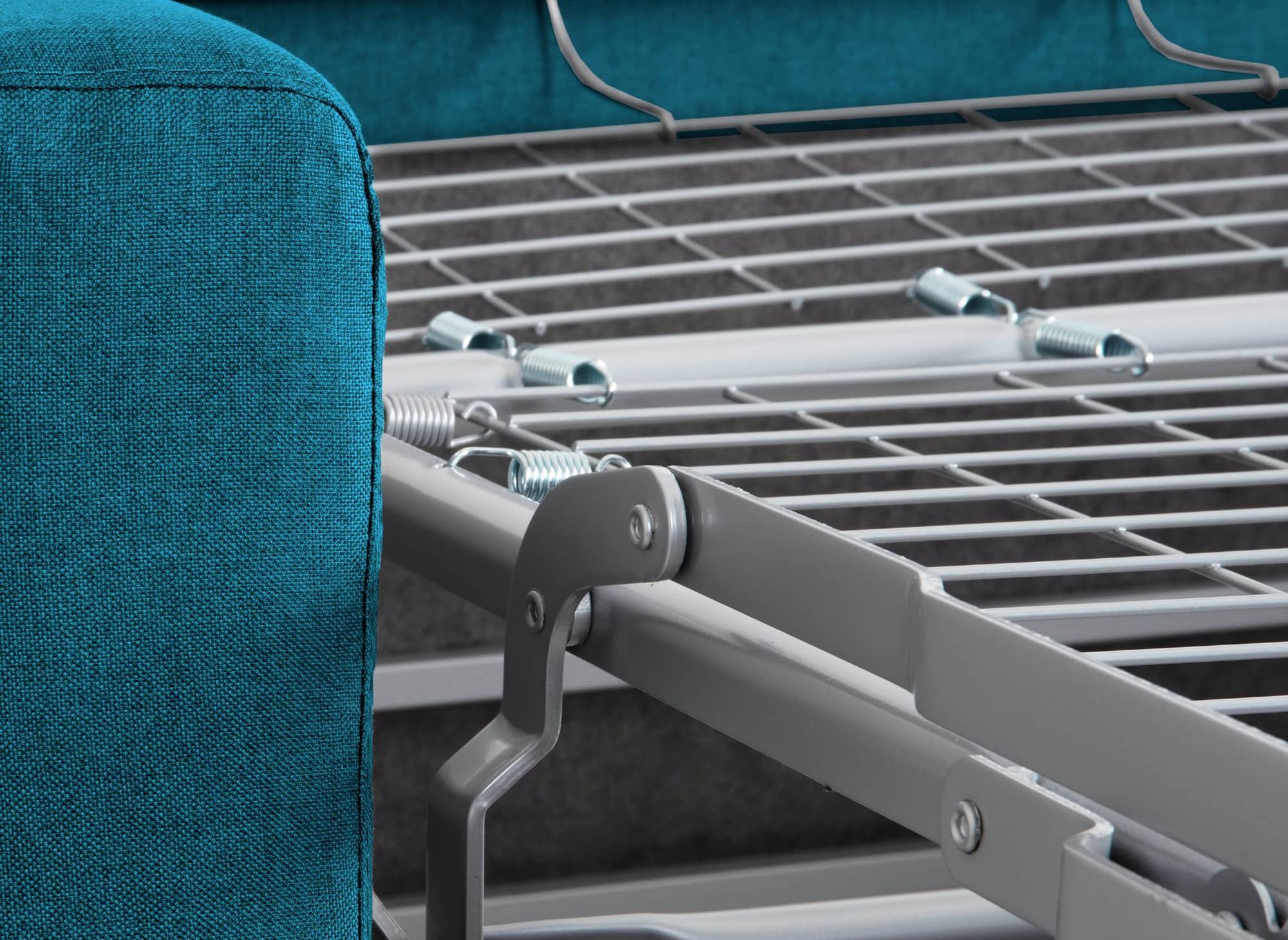 LOUNA 3-Sitzer-Schlafsofa aus petrolblauem Stoff mit Expressöffnung
