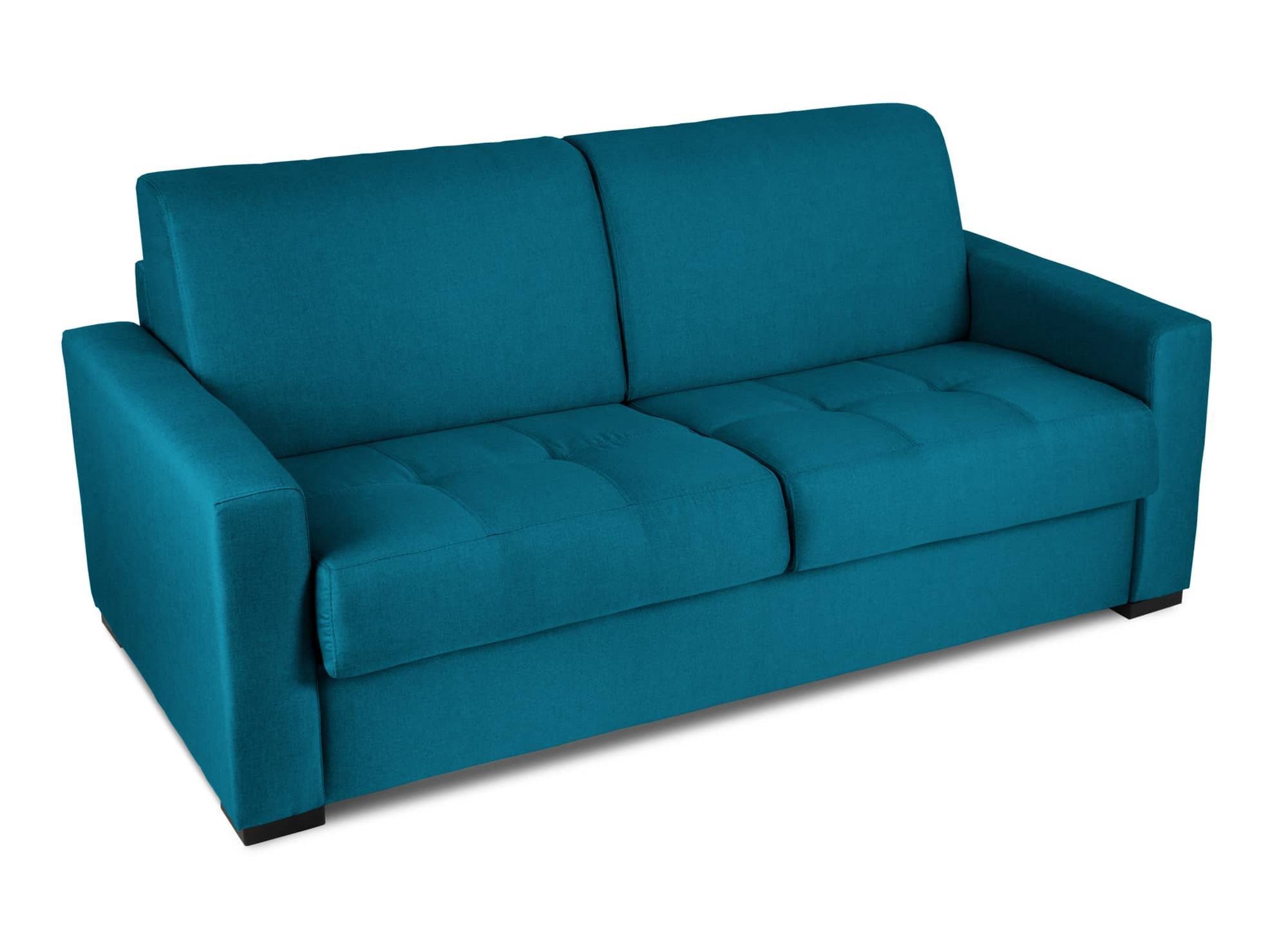 LOUNA 3-Sitzer-Schlafsofa aus petrolblauem Stoff mit Expressöffnung