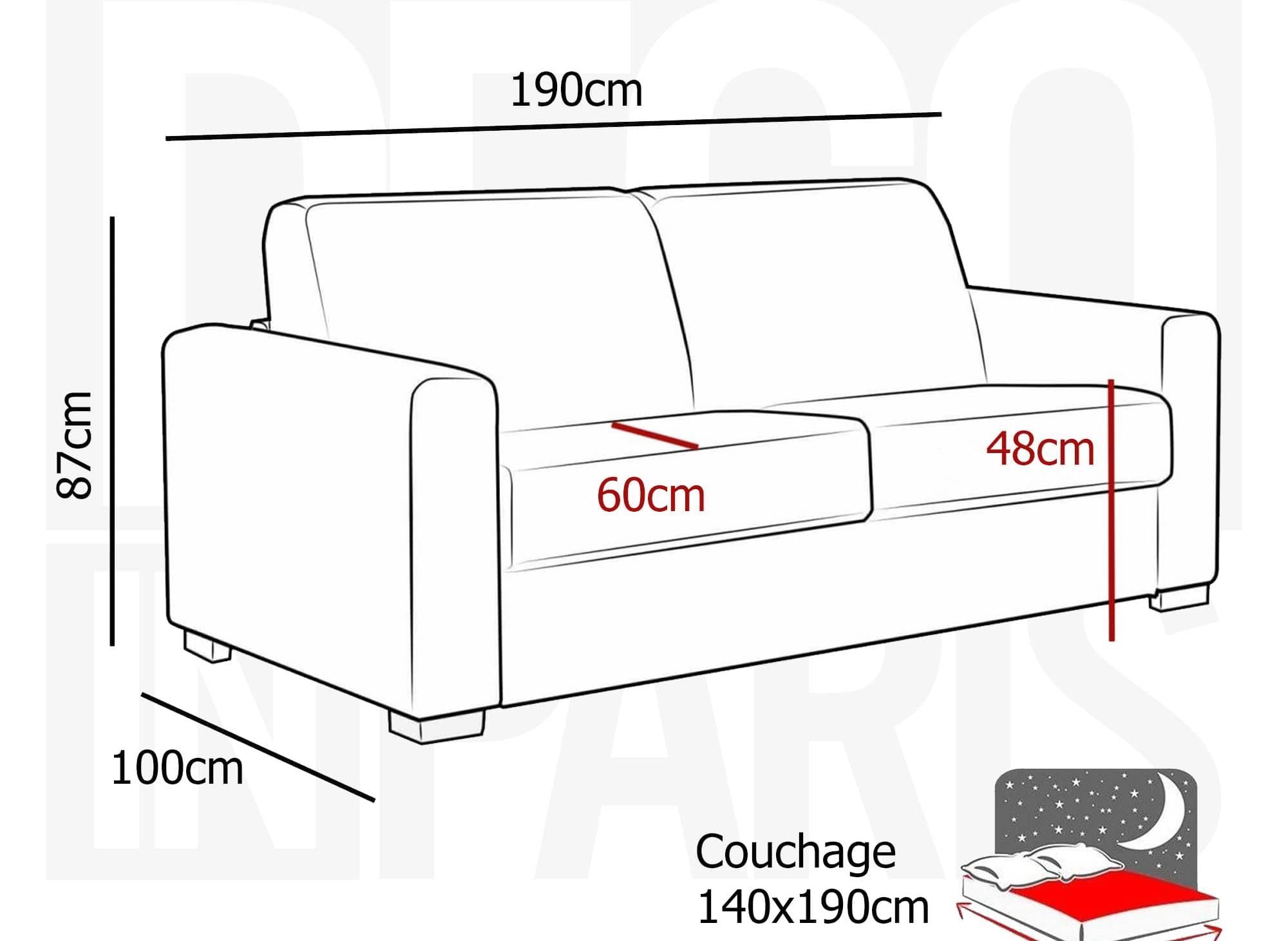 LOUNA 3-Sitzer-Schlafsofa aus jeansblauem Stoff mit Expressöffnung