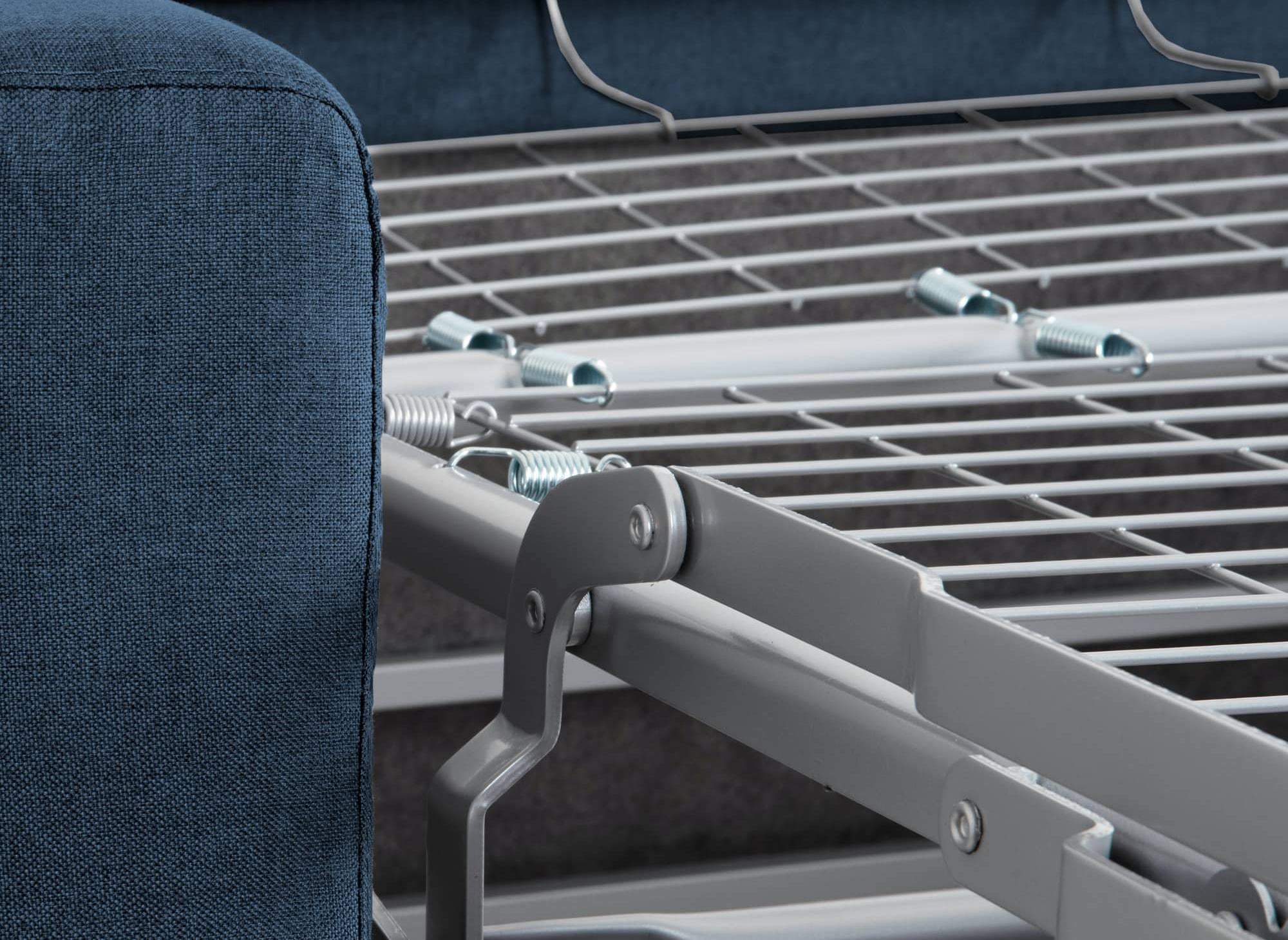 LOUNA 3-Sitzer-Schlafsofa aus jeansblauem Stoff mit Expressöffnung