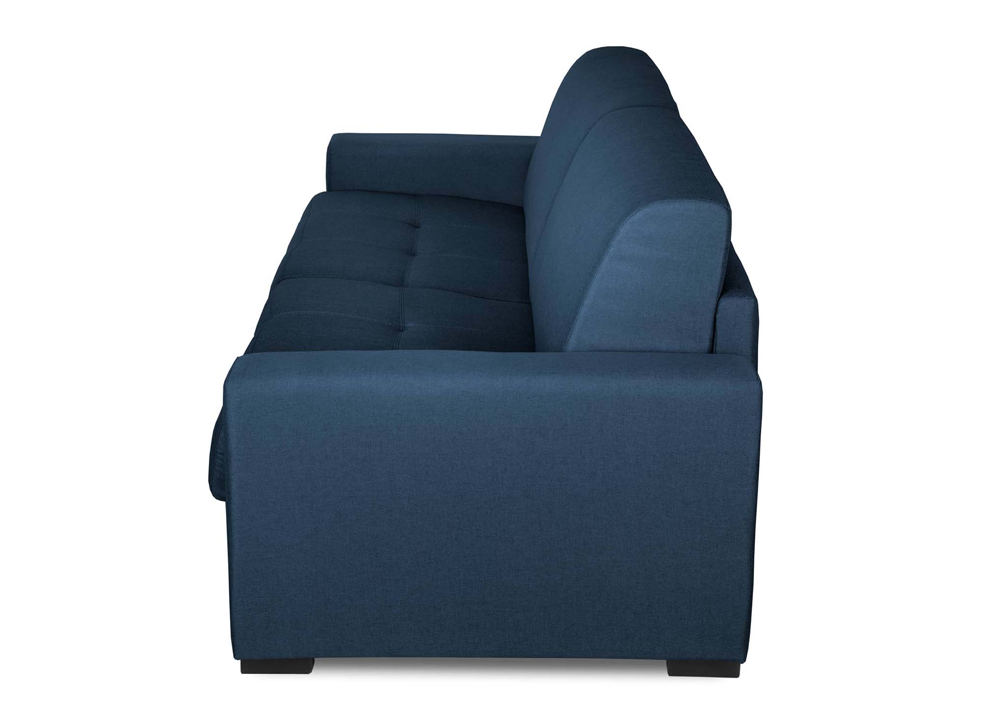 LOUNA 3-Sitzer-Schlafsofa aus jeansblauem Stoff mit Expressöffnung