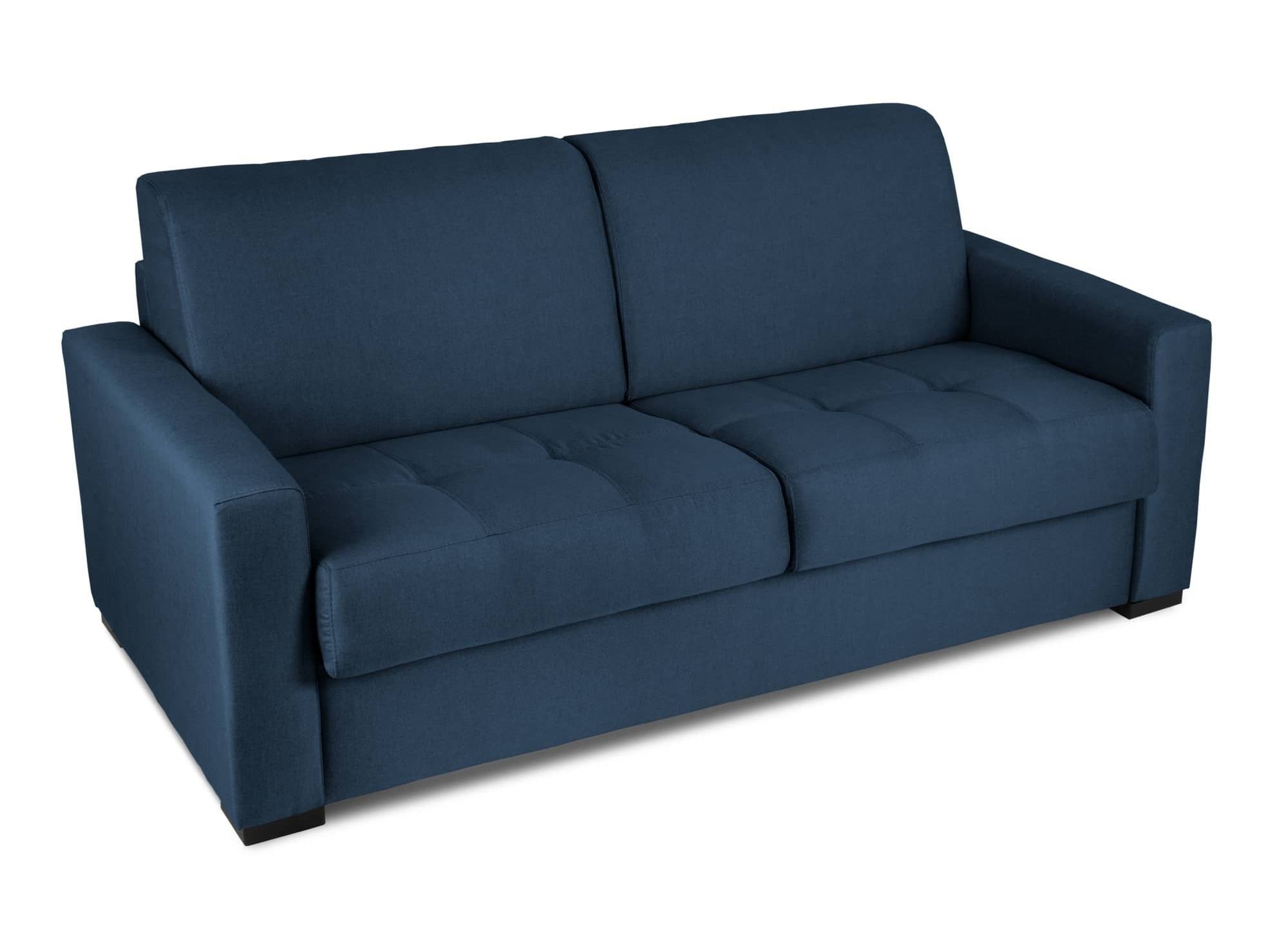 LOUNA 3-Sitzer-Schlafsofa aus jeansblauem Stoff mit Expressöffnung