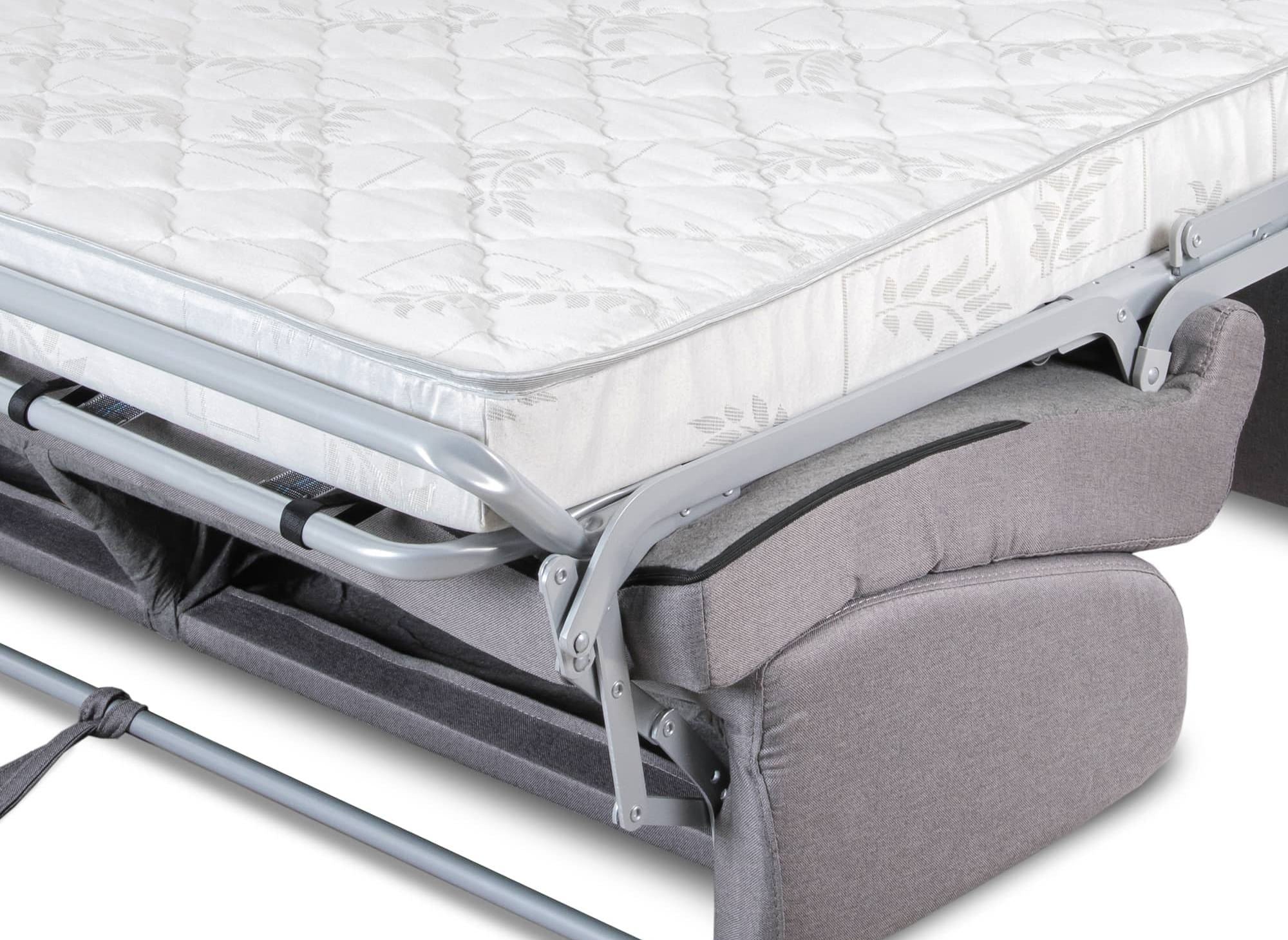 LOUNA 3-Sitzer-Schlafsofa aus grauem Stoff mit Expressöffnung