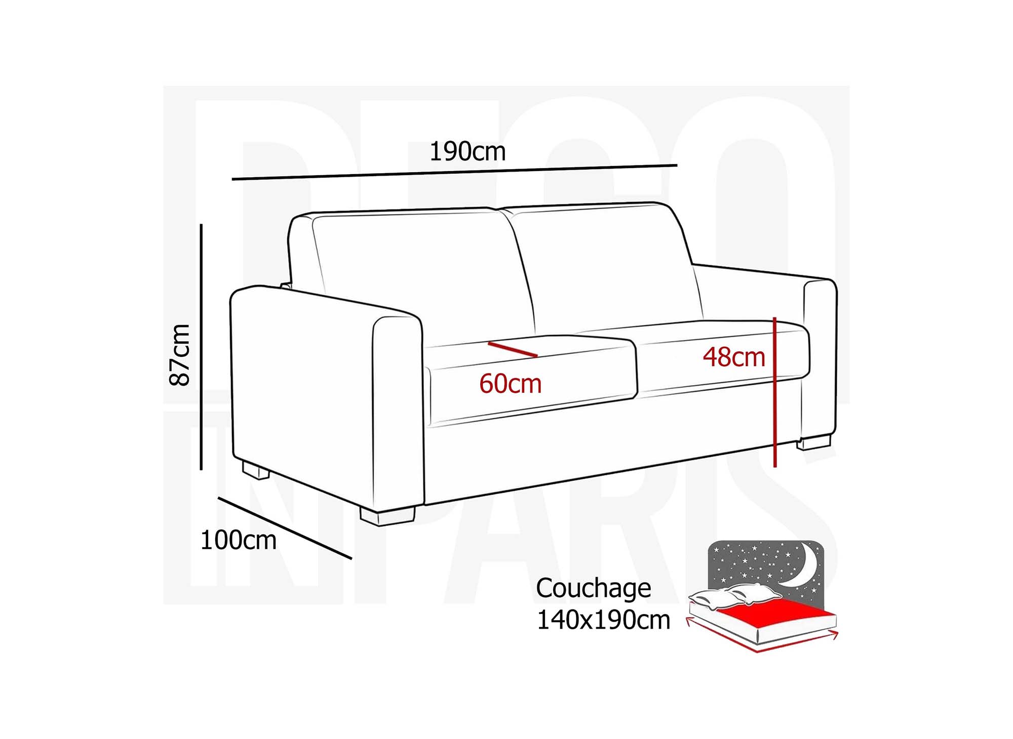 LOUNA 3-Sitzer-Schlafsofa aus dunkelgrauem Stoff mit Expressöffnung und 14 cm Matratze