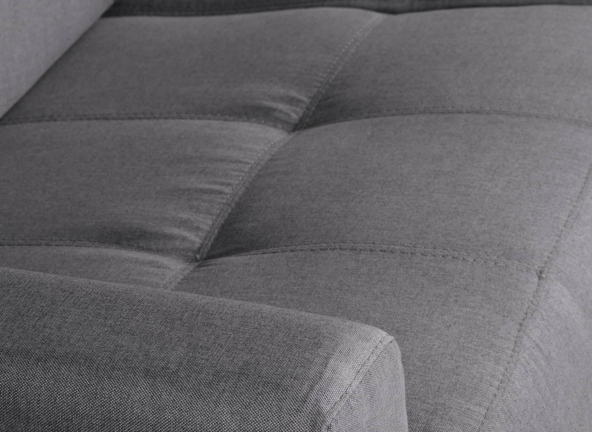 LOUNA 3-Sitzer-Schlafsofa aus dunkelgrauem Stoff mit Expressöffnung und 14 cm Matratze