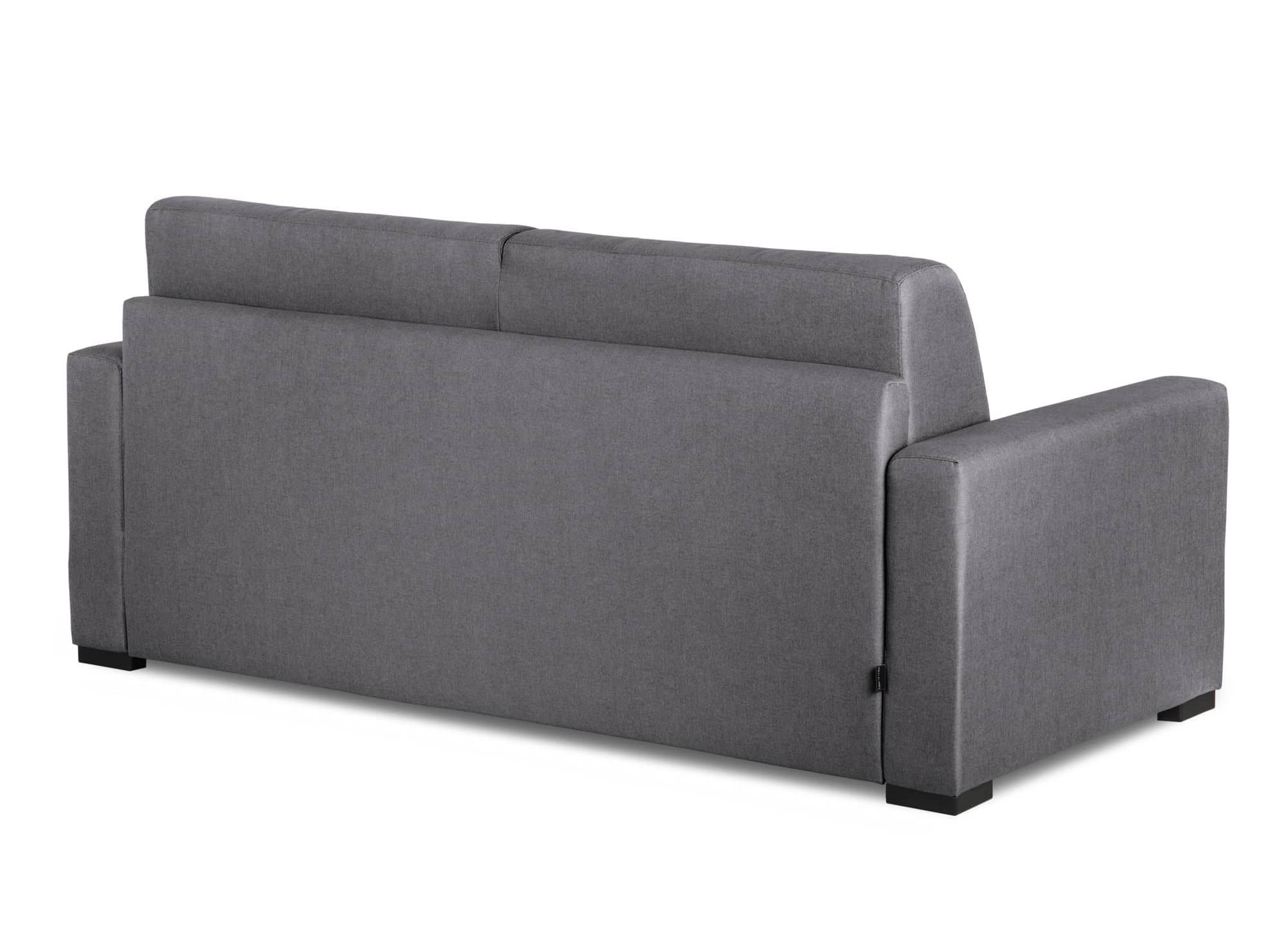 LOUNA 3-Sitzer-Schlafsofa aus dunkelgrauem Stoff mit Expressöffnung und 14 cm Matratze