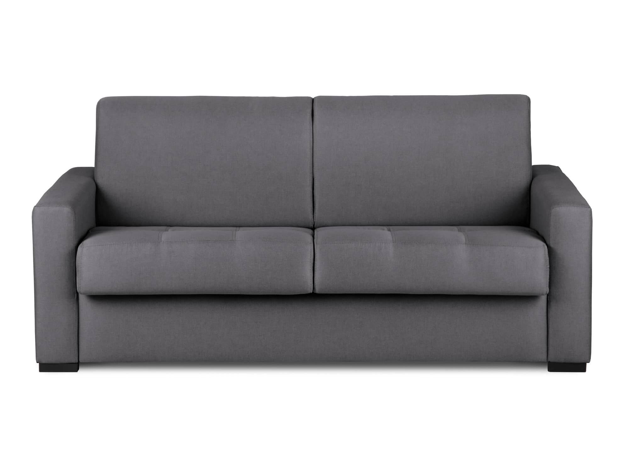 LOUNA 3-Sitzer-Schlafsofa aus dunkelgrauem Stoff mit Expressöffnung und 14 cm Matratze