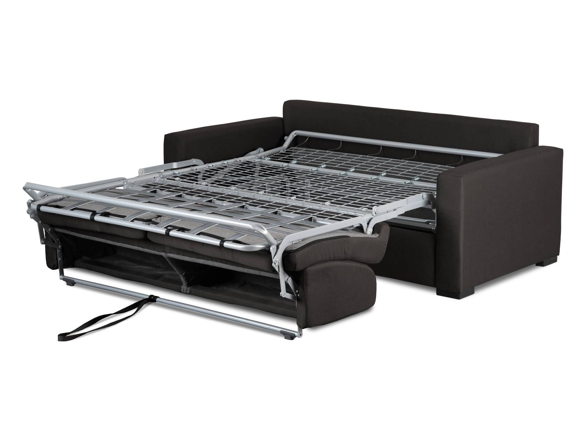 LOUNA 3-Sitzer-Schlafsofa aus carbongrauem Stoff mit Expressöffnung