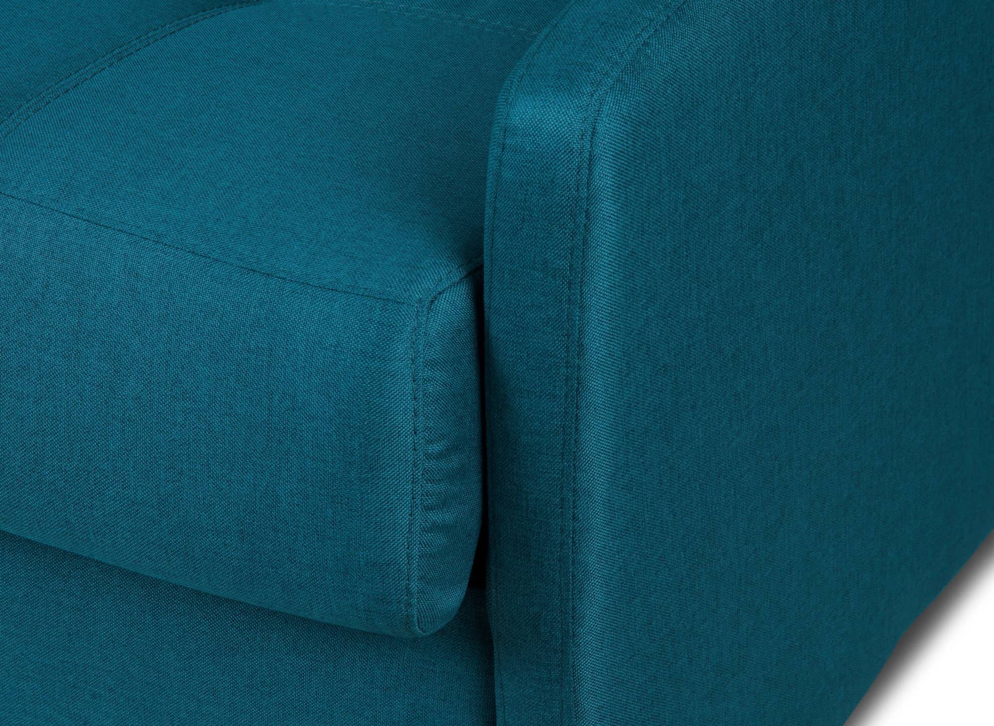 LOUNA SLIM 3-Sitzer-Schlafsofa aus petrolblauem Stoff mit Expressöffnung